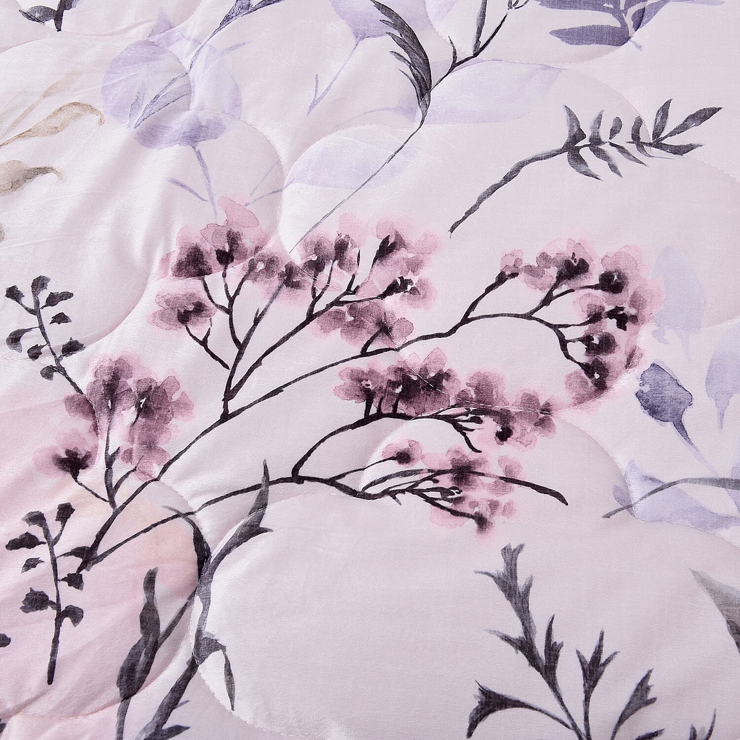 4 Piece Set - Soft and Warm Microflannel Luxury Duvet Set (1 Duvet, 1 Fitted Sheet KING Size and 2 Pillow Cases) with Floral Print - Ivory