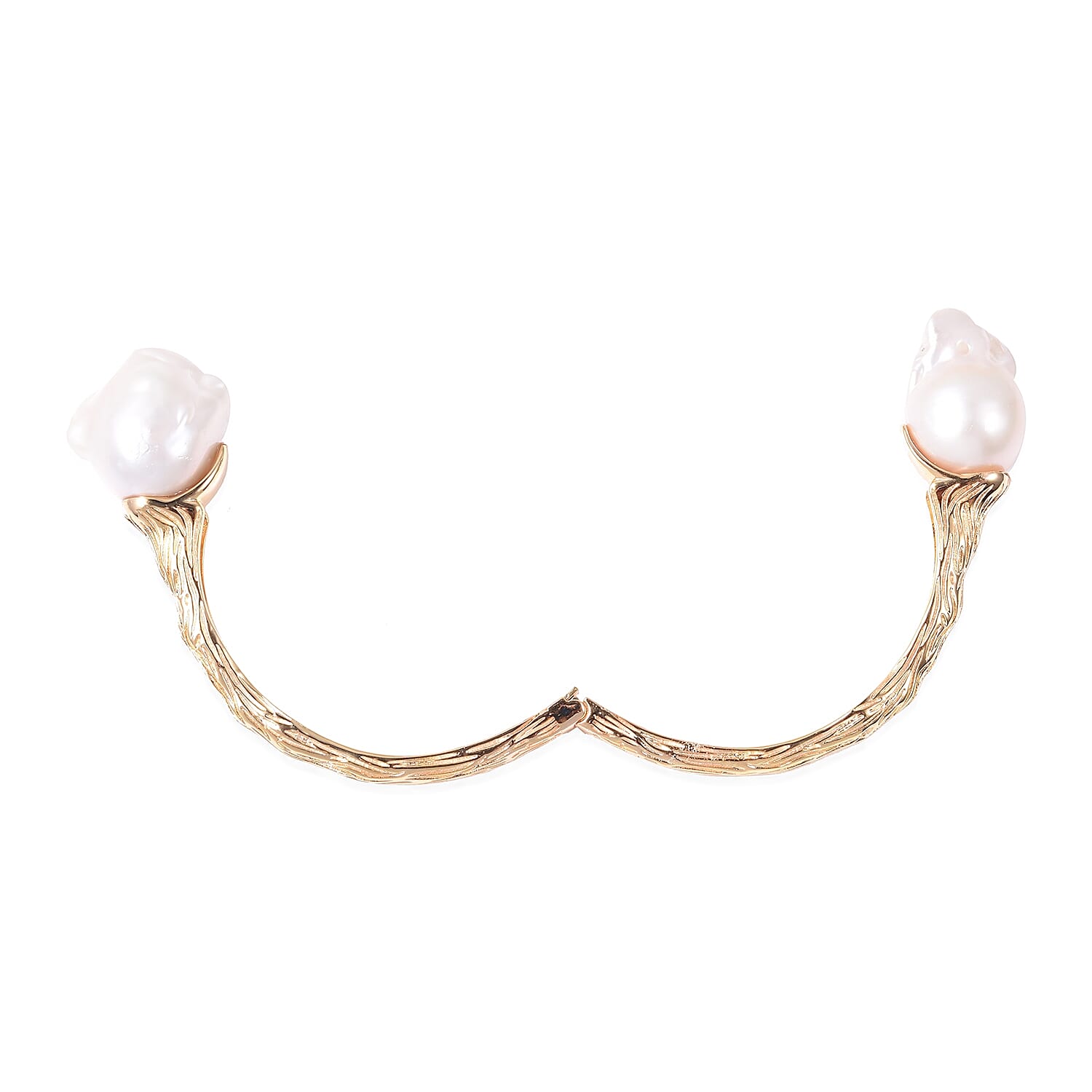 Baroque Pearl Bangle (Size 7.5) in Yellow Gold Overlay Sterling Silver, Silver wt. 22.97 Gms