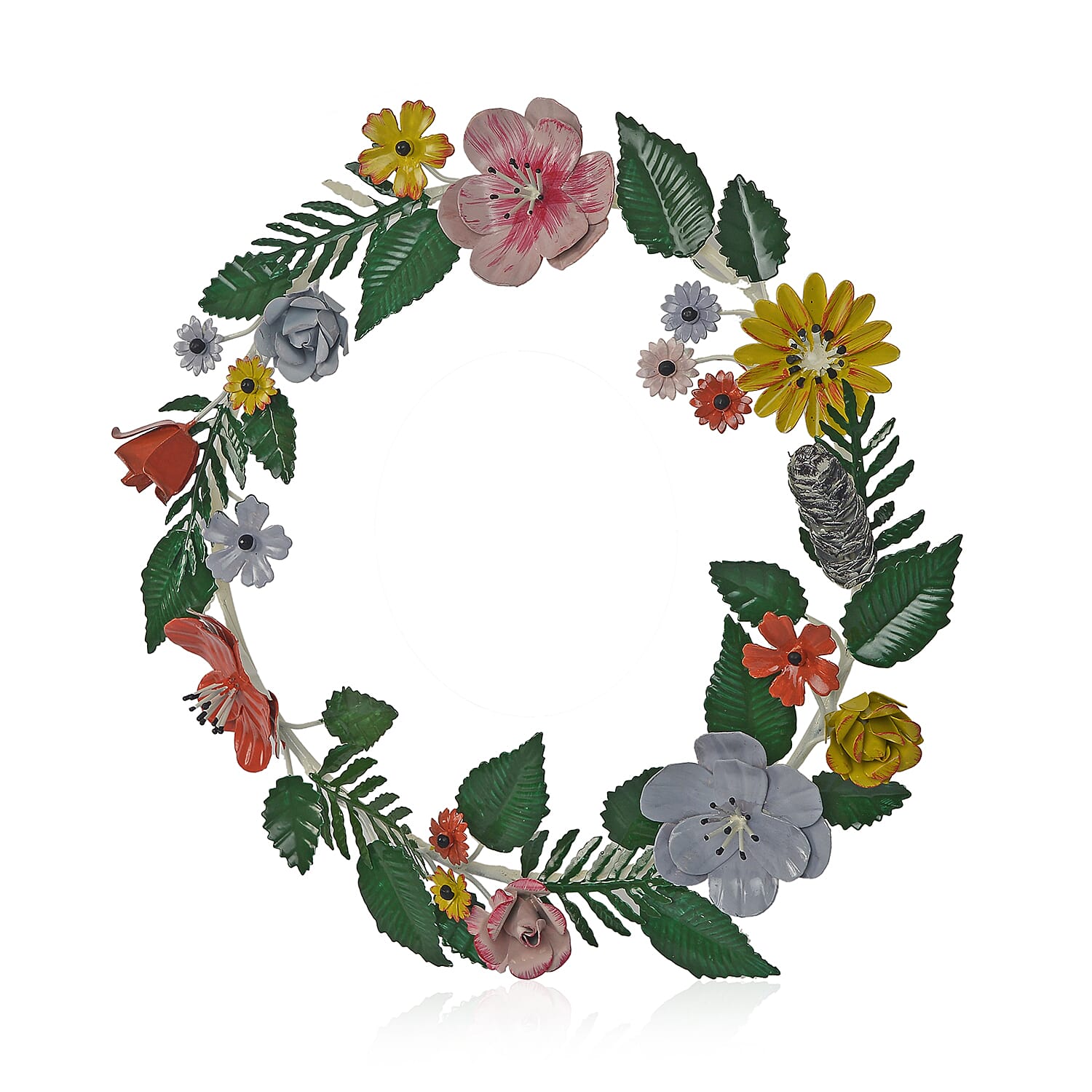 Decorative Handcrafted Flower Wreath (Size 34x32x5 Cm) - Multicolour