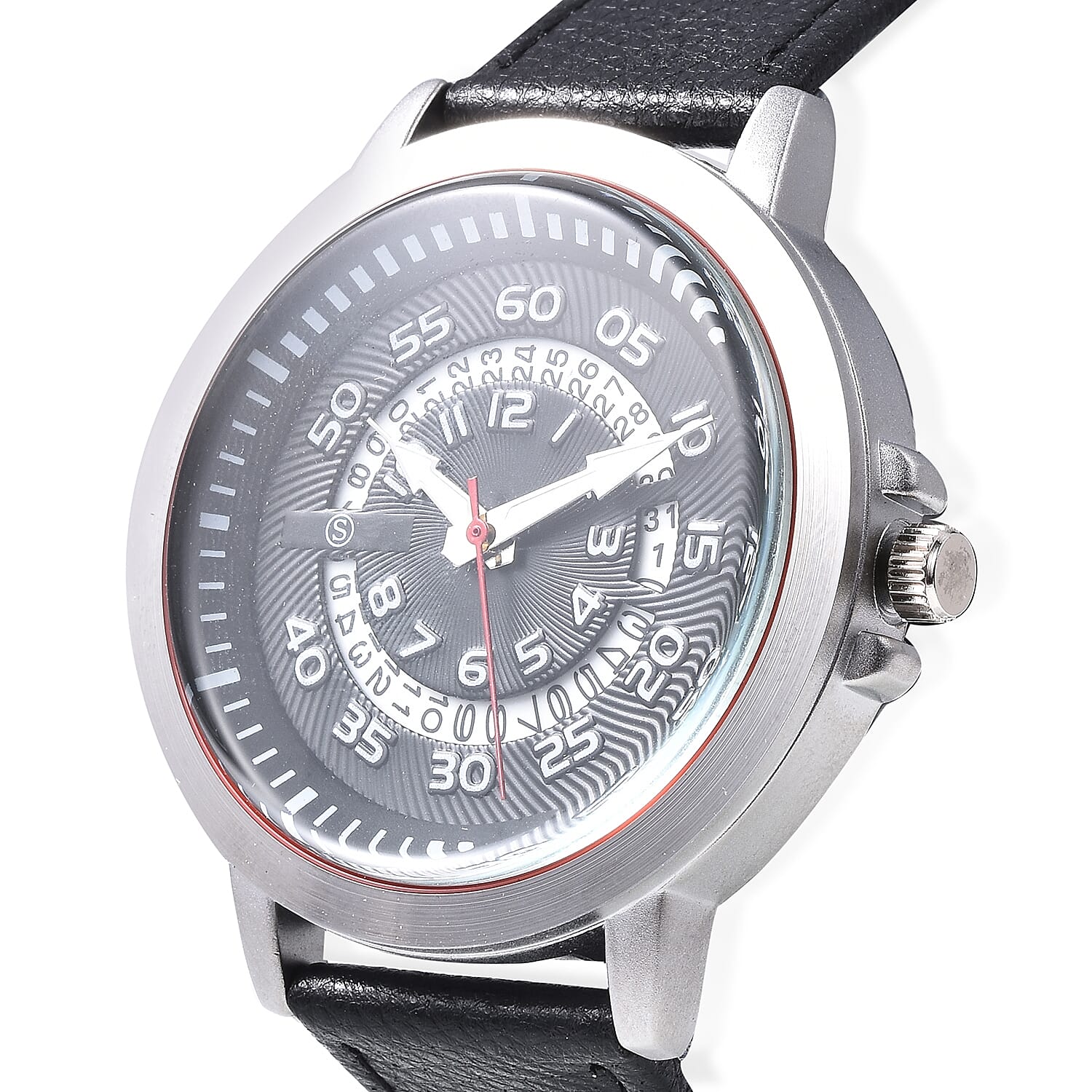 STRADA Japanese Movement Water Resistance Watch with Date in Stainless Steel - Black