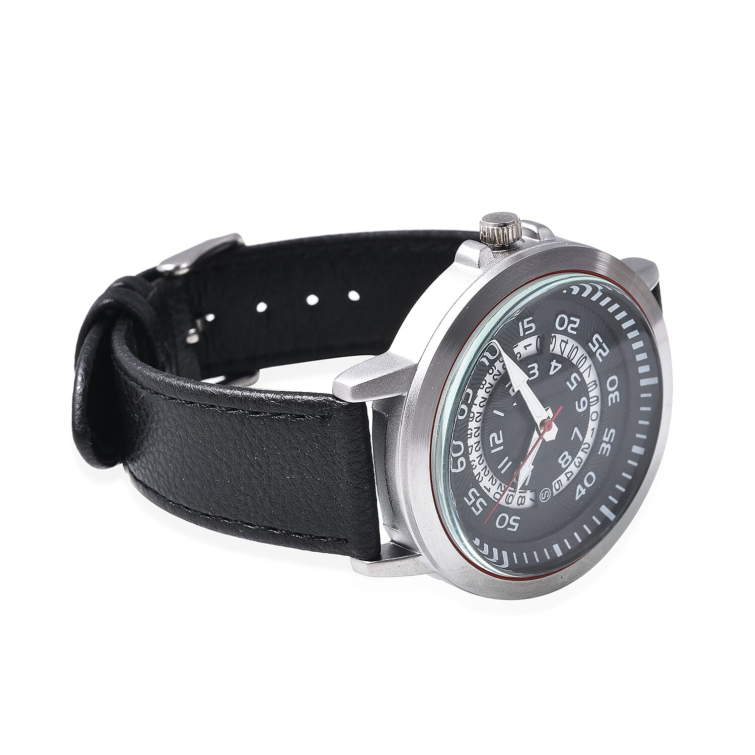STRADA Japanese Movement Water Resistance Watch with Date in Stainless Steel - Black