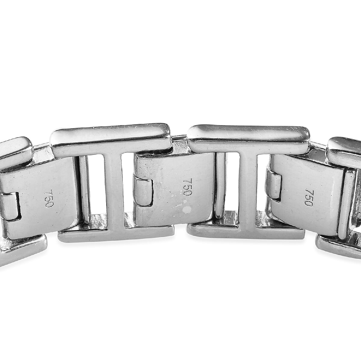 EON 1962 Swiss Movement Diamond Adorned Watch (Size 7 with 1 inch Extender) in Platinum Overlay with Black Plating Sterling Silver 0.75 Ct, Silver wt 23.00 Gms