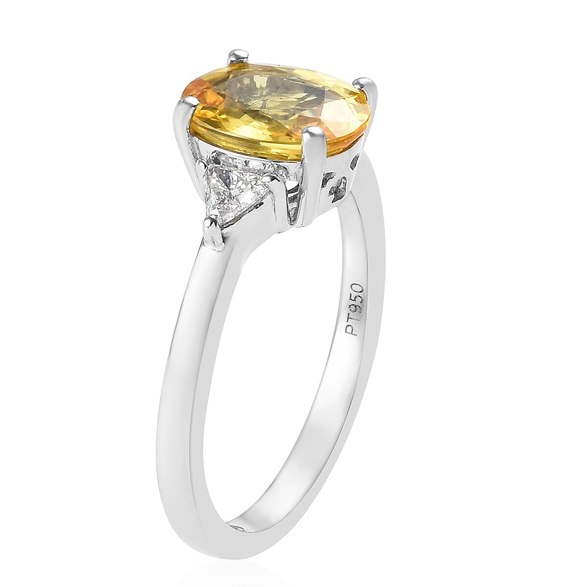 RHAPSODY 950 Platinum AAAA Yellow Sapphire (Ovl 9x7 mm), Diamond (VS-E-F) Ring 2.40 Ct.