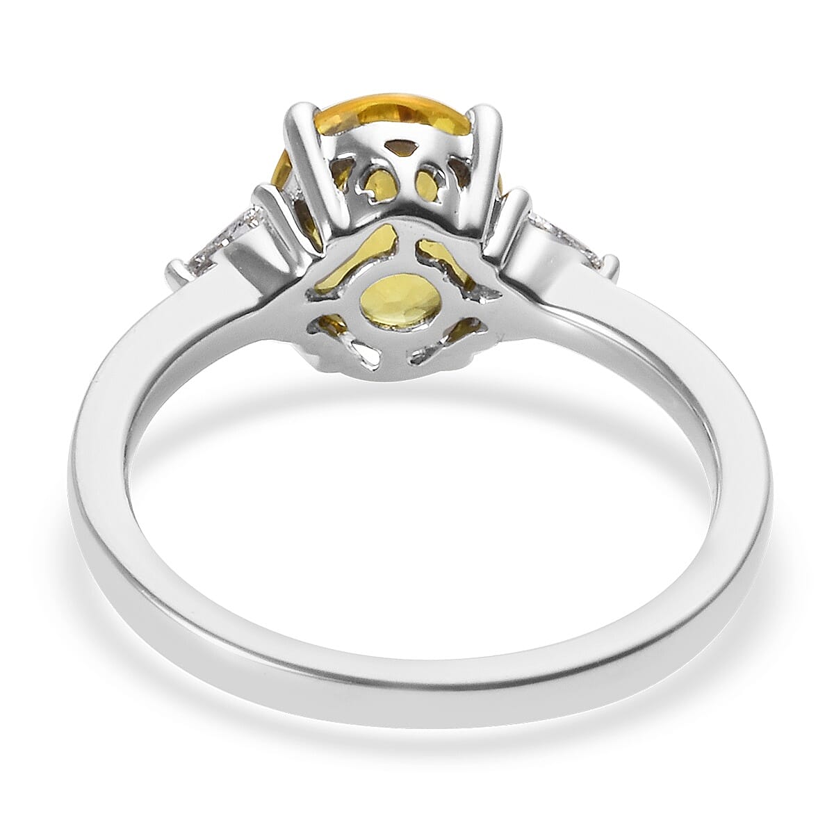 RHAPSODY 950 Platinum AAAA Yellow Sapphire (Ovl 9x7 mm), Diamond (VS-E-F) Ring 2.40 Ct.