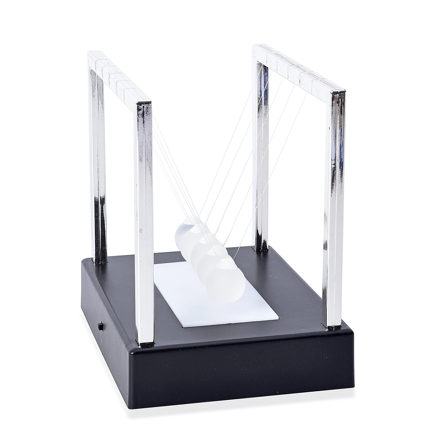 Newton LED Changing Light Cradle Pendulum Balance Five Glass Balls Desk Toy (Size 15x11.2 Cm) - Black and Silver (Battery not Included)