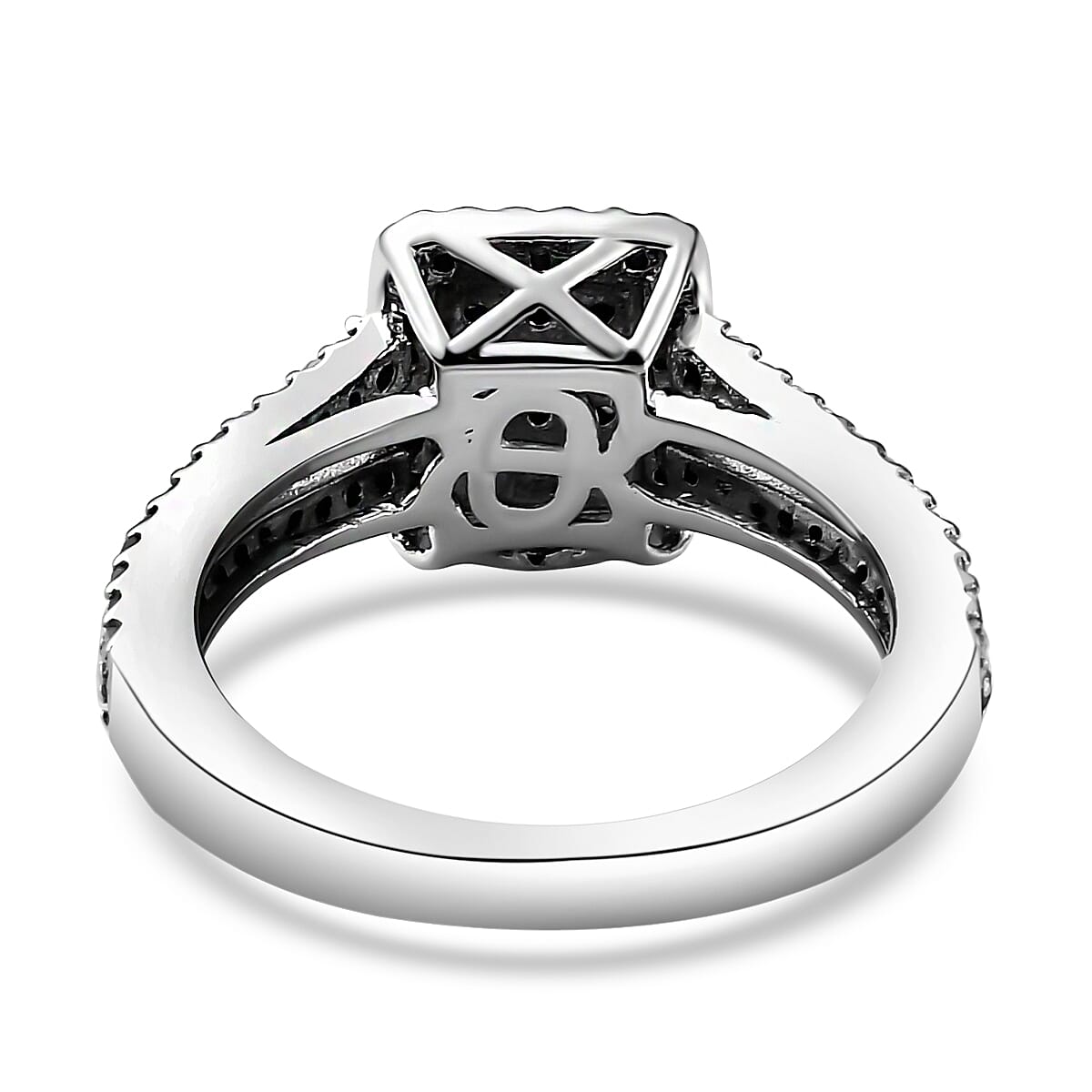 Natural Diamond Ring in Platinum Overlay Sterling Silver 0.50 Ct.