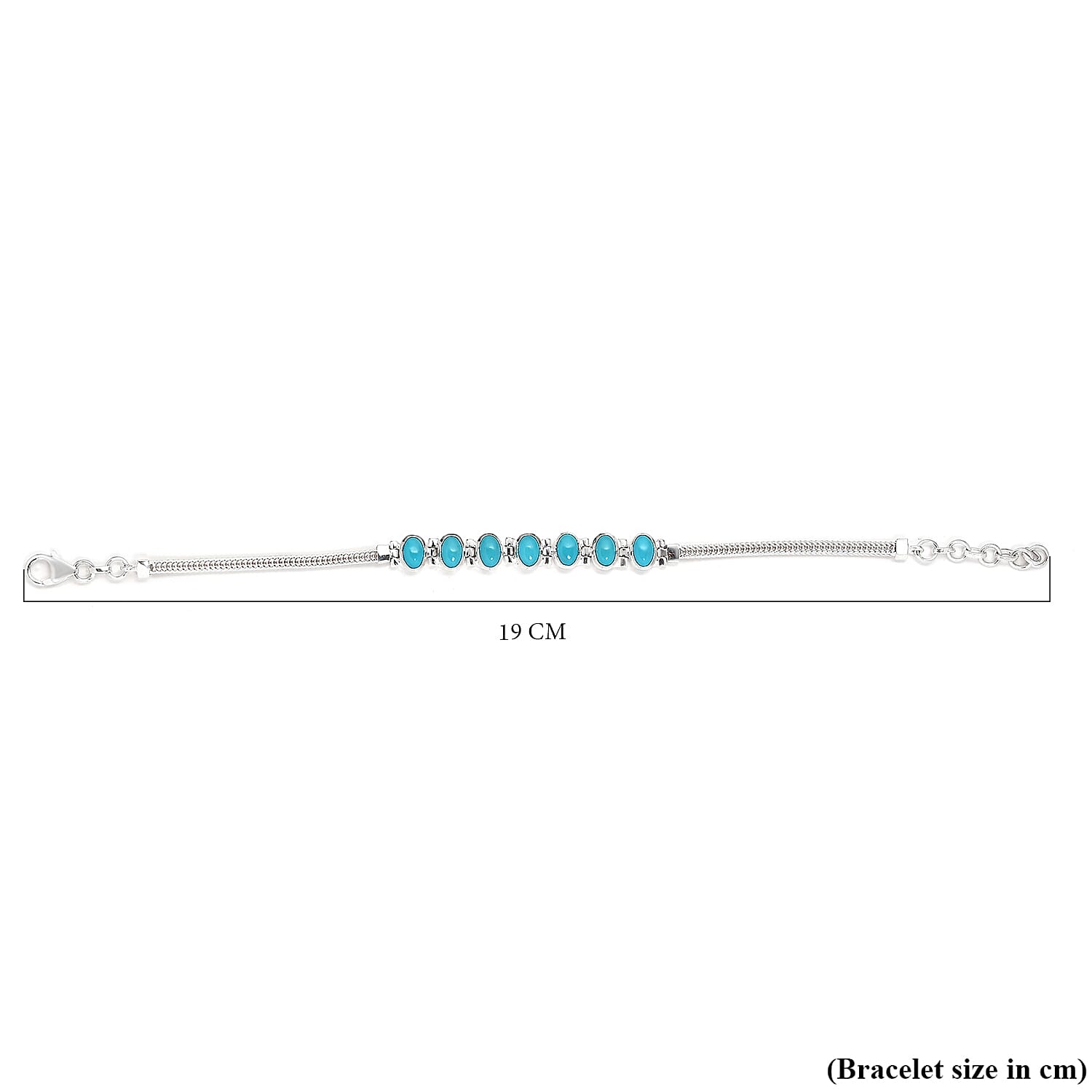Close Out Deal - Arizona Sleeping Beauty Turquoise (Ovl) Foxtail Chain Bracelet (Size 7.5 with Extender) in Sterling Silver 3.07 Ct, Silver wt 8.22 Gms