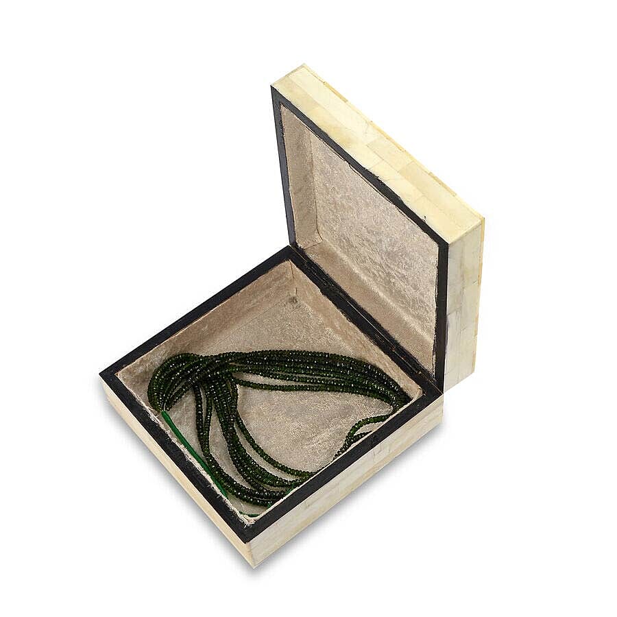 Metal Grid Pattern Handmade Bone and MDF Storage Box with Inside Velvet Lining (Size 15.5x15.5x6 Cm) - Ivory