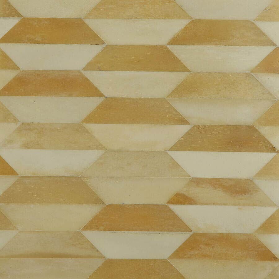 Metal Grid Pattern Handmade Bone and MDF Storage Box with Inside Velvet Lining (Size 15.5x15.5x6 Cm) - Ivory