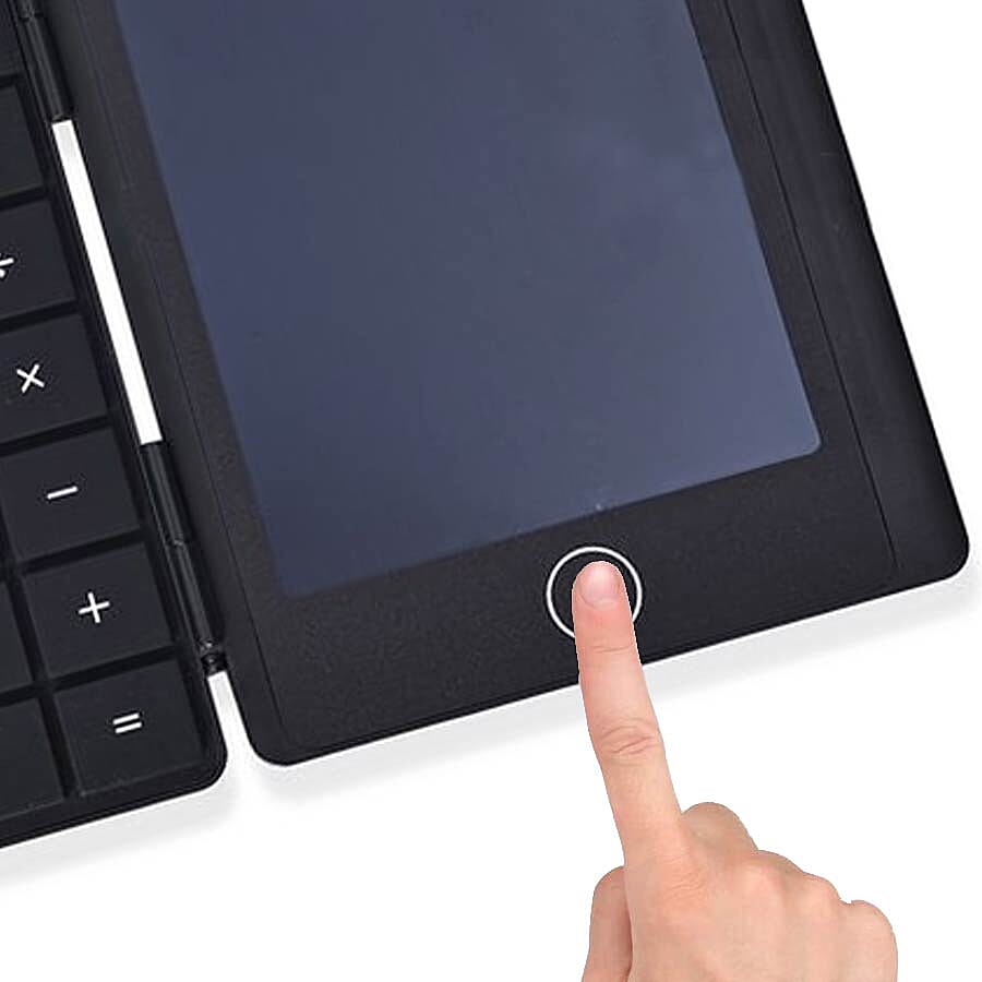Rechargeable LCD Writing Tablet with Calculator (Size 10.5x14.5x1.3 Cm) - Black