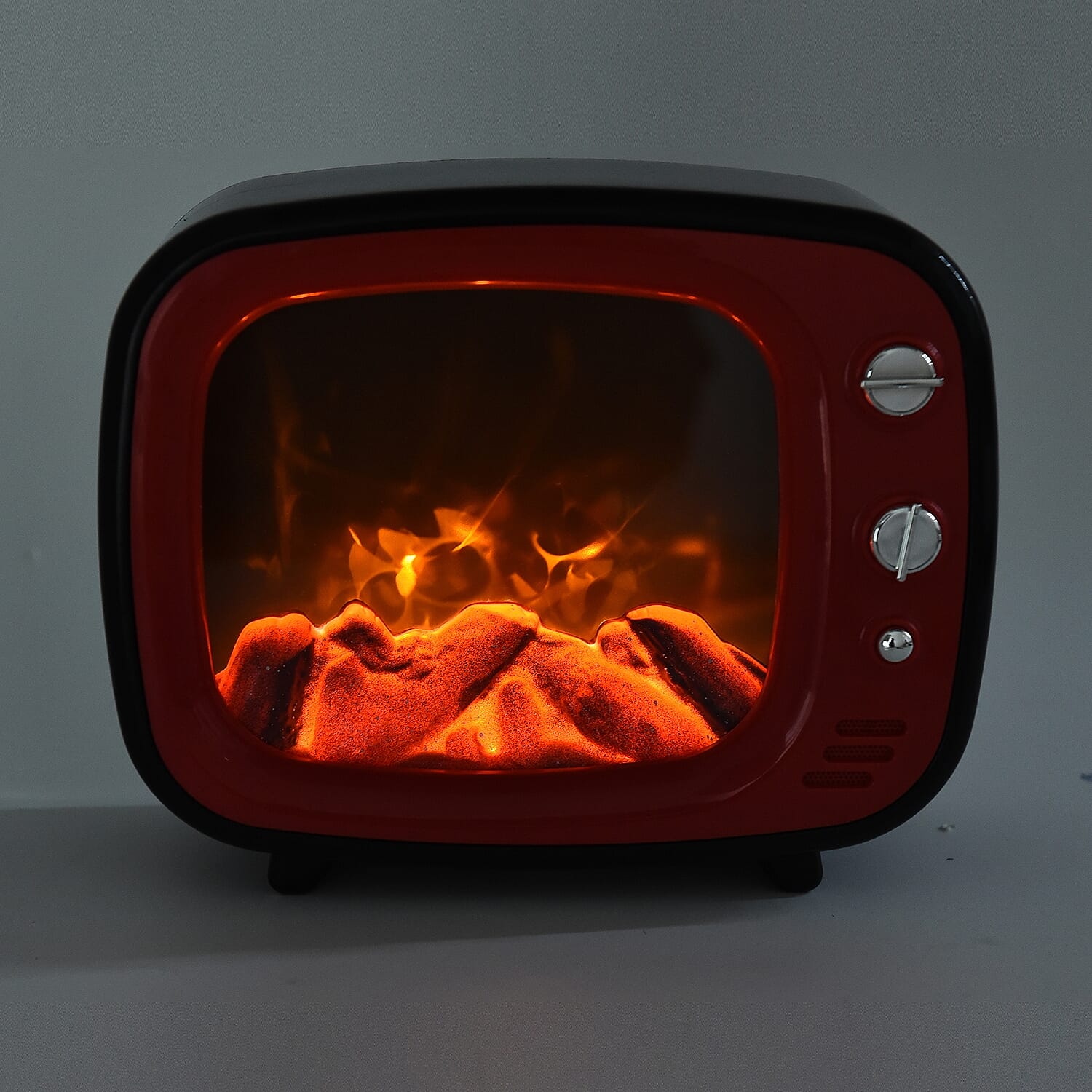 LED TV Fireplace Lamp with USB Cable (Size 26x20x10 Cm) - Red Colour (3xC Battery not Included)