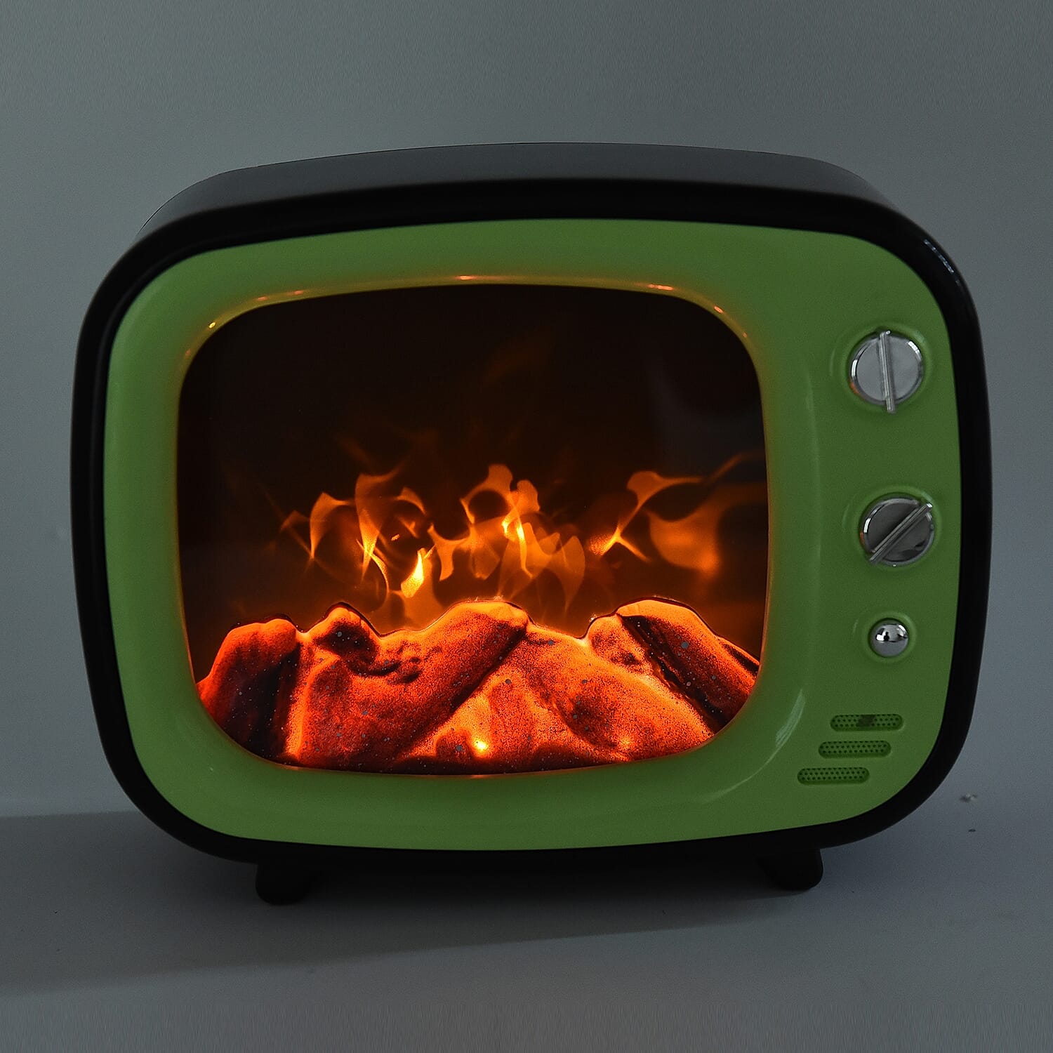 LED TV Fireplace Lamp with USB Cable (Size 26x20x10 Cm) - Green Colour (3xC Battery not Included)