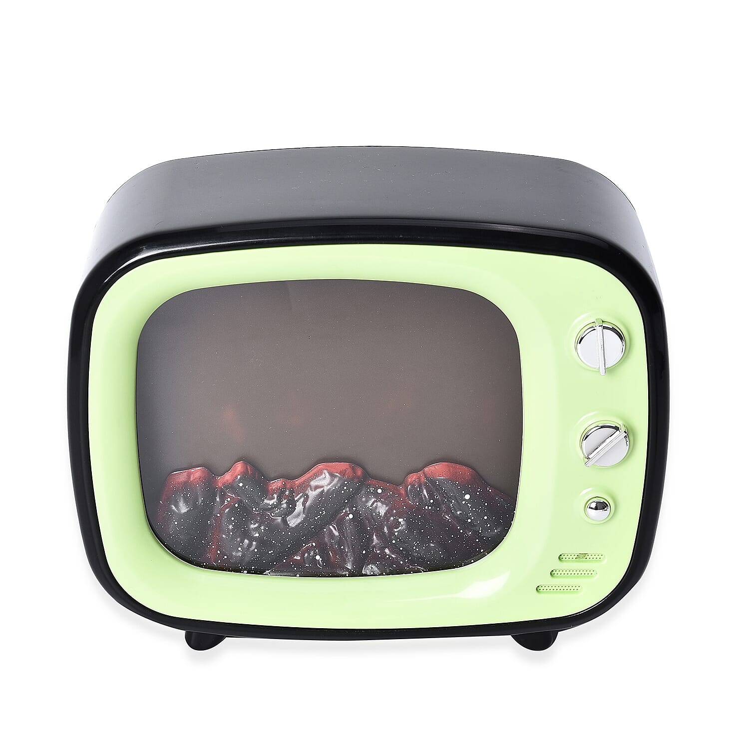 LED TV Fireplace Lamp with USB Cable (Size 26x20x10 Cm) - Green Colour (3xC Battery not Included)