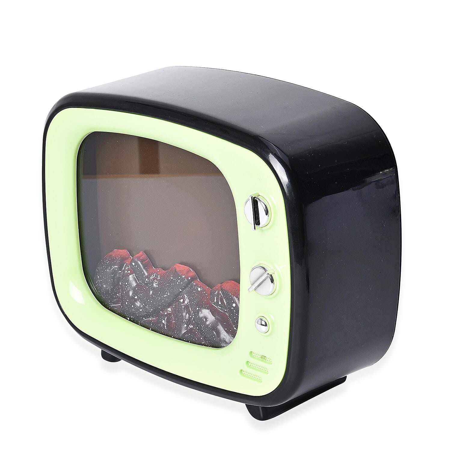LED TV Fireplace Lamp with USB Cable (Size 26x20x10 Cm) - Green Colour (3xC Battery not Included)