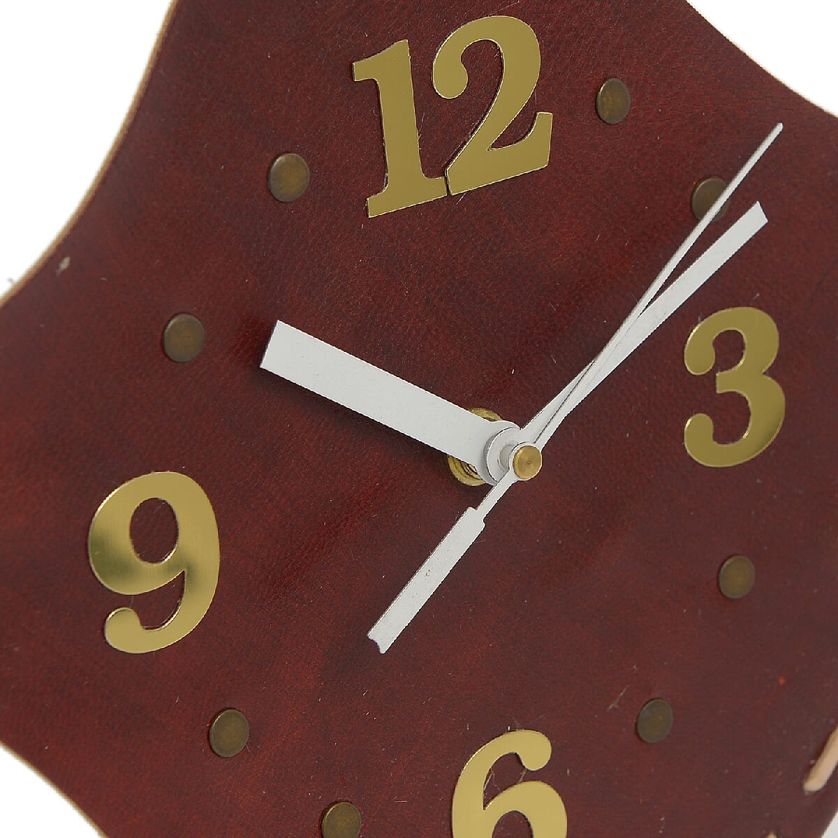 Handcrafted Round Leather Table Clock (Size 20.9x20.9 Cm)
