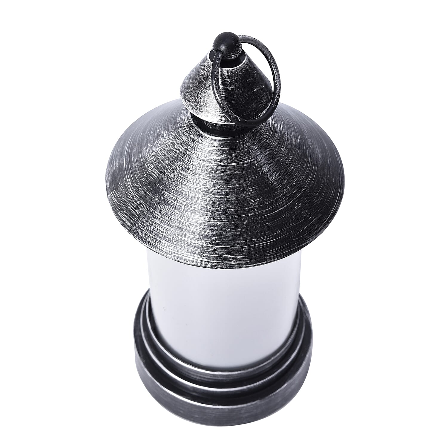 Fire Glow LED Flame Lantern with Handle (Size 33x13 Cm) - Black with Silver (2xAA Battery not Included)