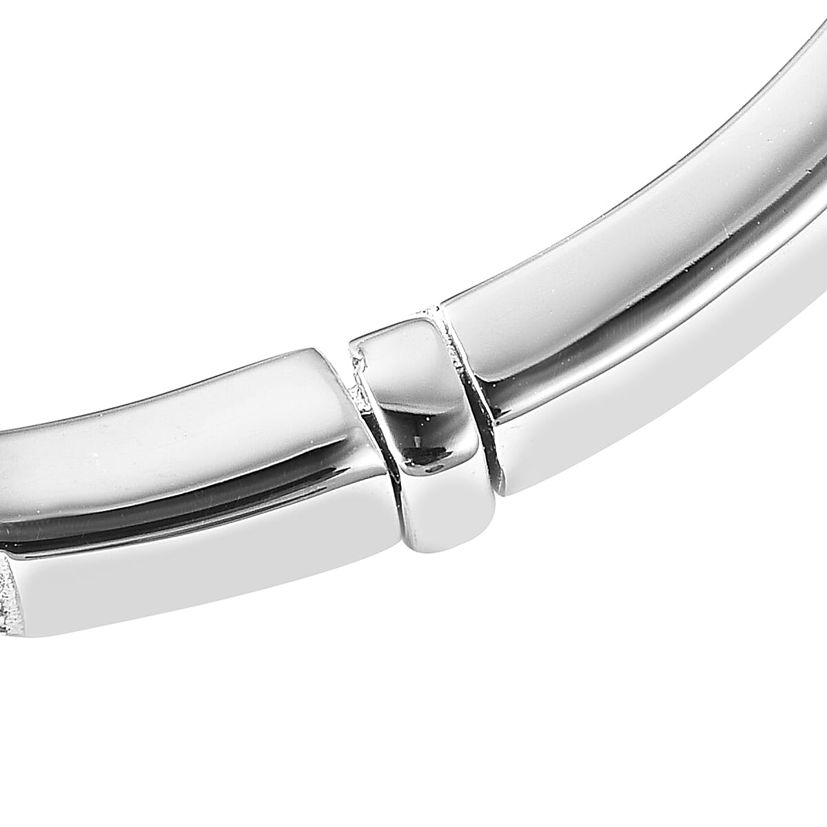 Isabella Liu - Twilight Collection - London Blue Topaz (Pear), Natural White Cambodian Zircon Chevron Bangle (Size 6.75) in Rhodium Overlay Sterling Silver Silver Wt 21.00 Grams