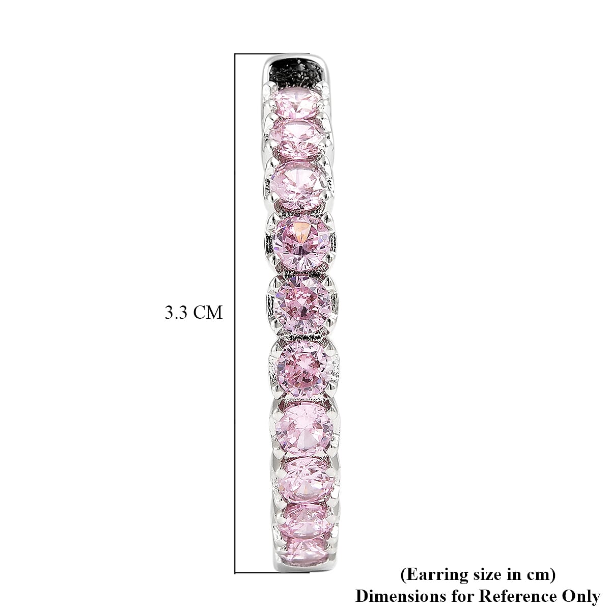 Simulated Pink Sapphire (Rnd) Inside-Out Hoop Earrings (with Clasp) in Silver Tone 7.98 Ct.
