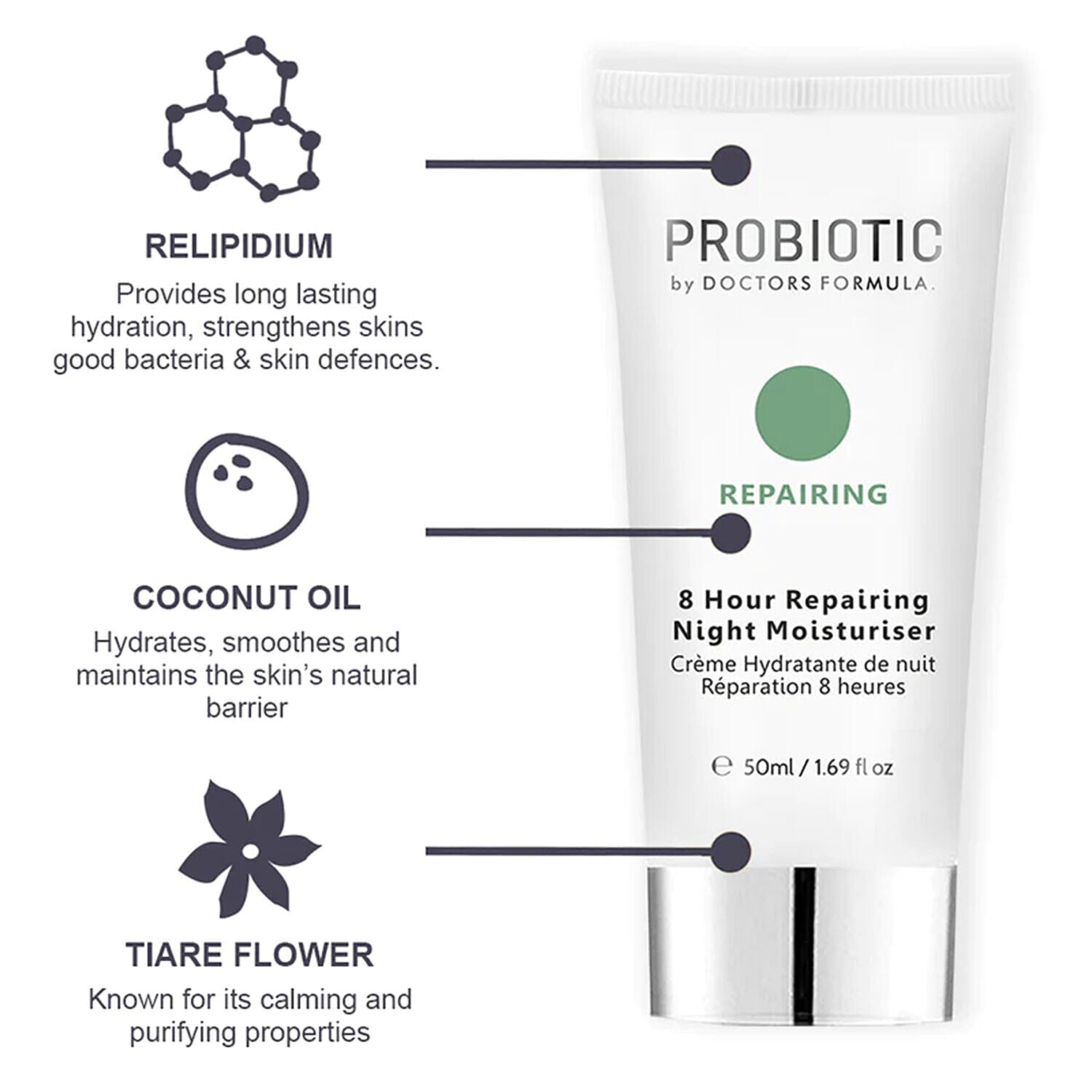 Doctors Formula- Probiotics - 8 Hour Repairing Night Moisturiser - 50ml