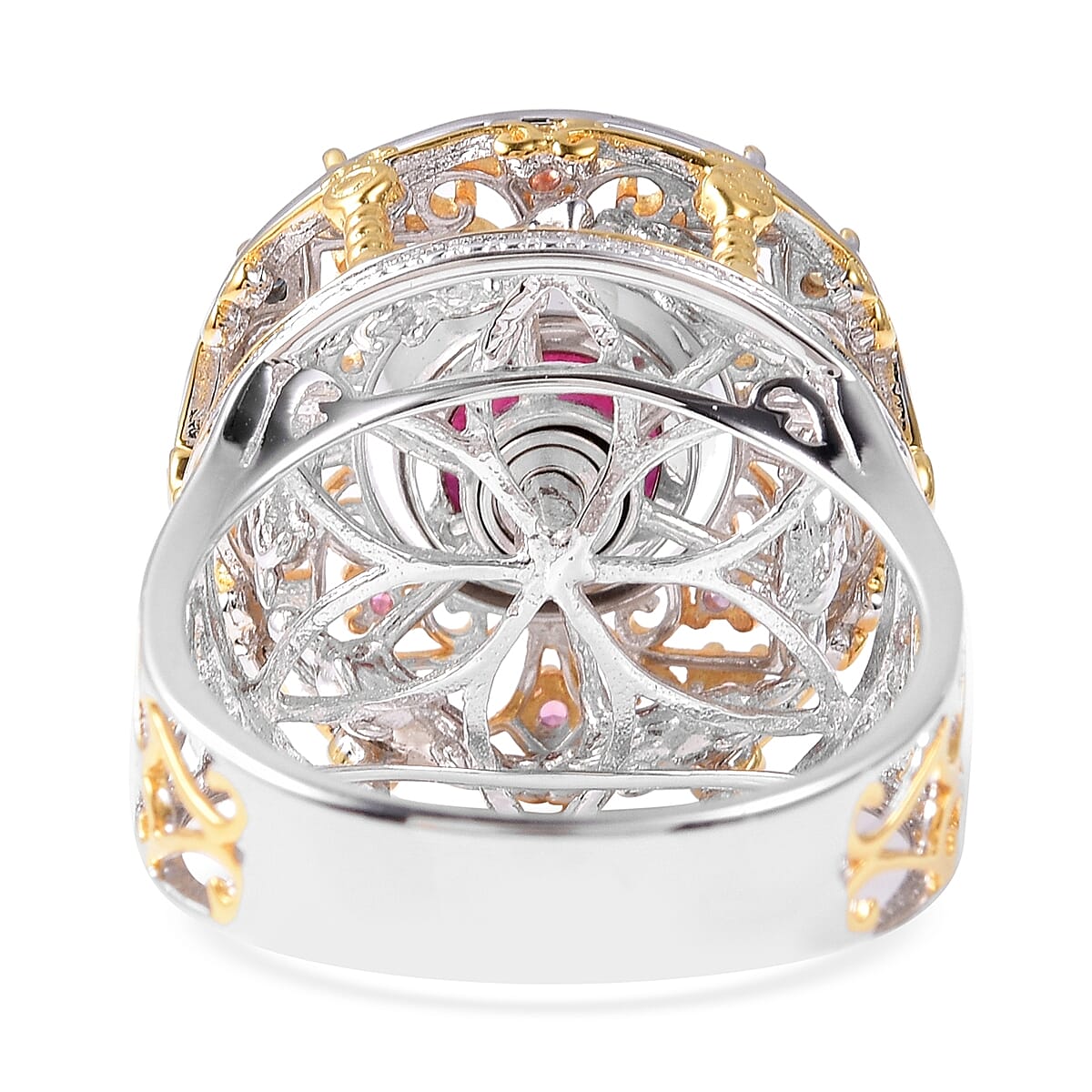 African Ruby and Multi Sapphire Ring in Vermeil Yellow Gold Plated Sterling Silver 4.15 Ct, Silver Wt 10.00 Gms