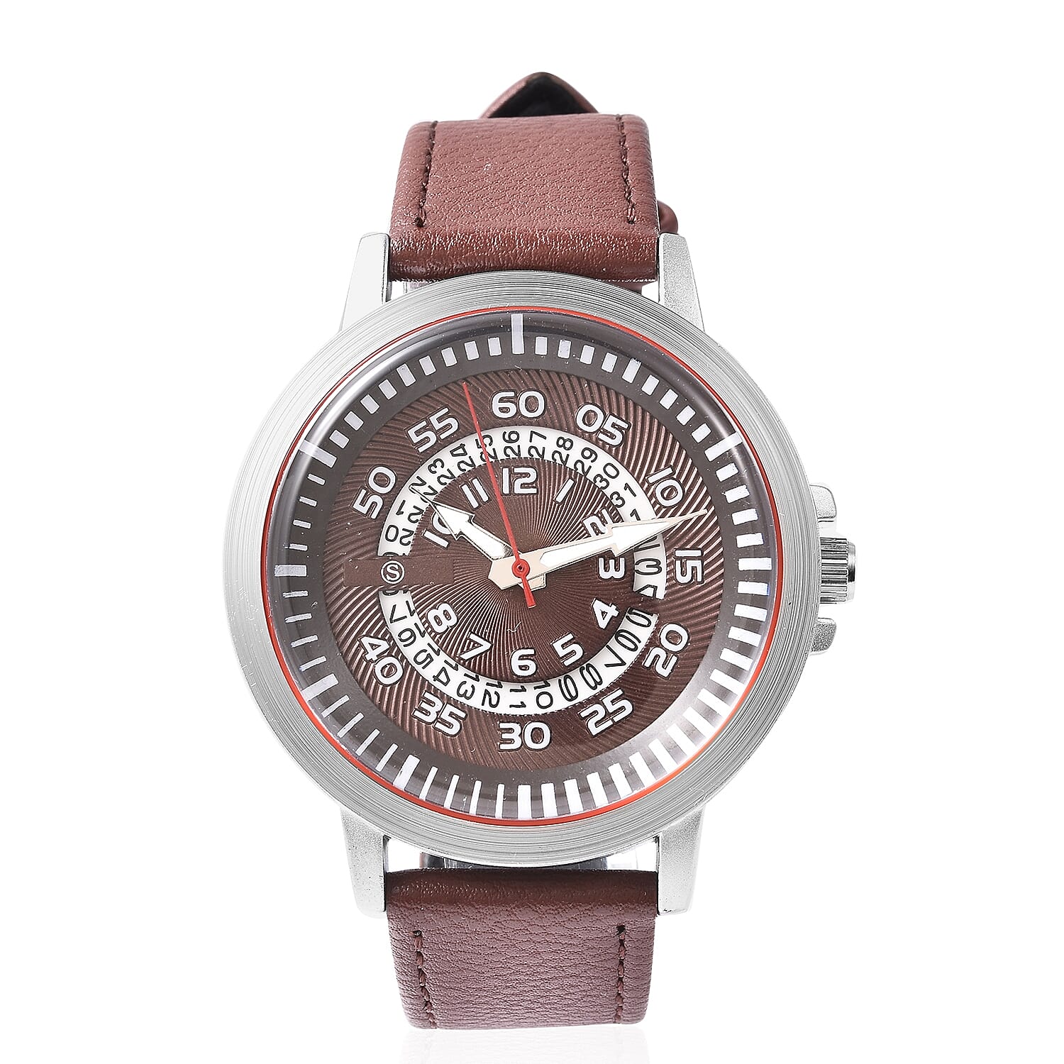STRADA Japanese Movement Water Resistance Watch with Date in Stainless Steel - Chocolate