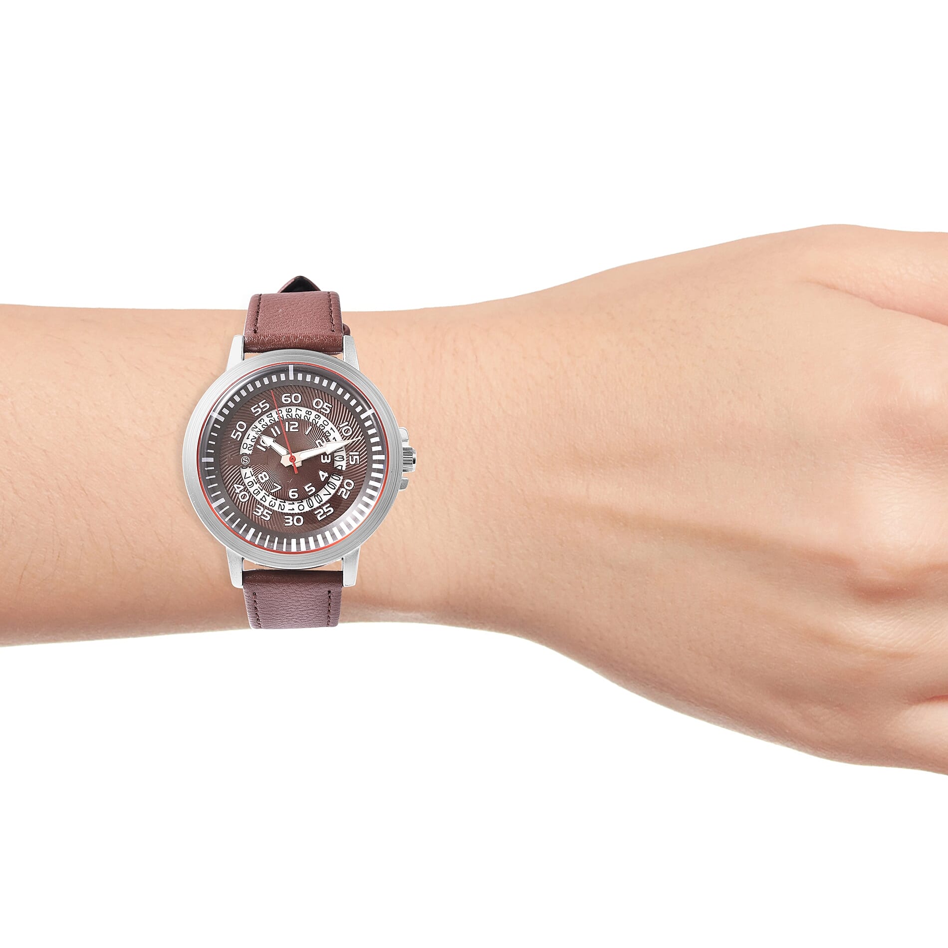 STRADA Japanese Movement Water Resistance Watch with Date in Stainless Steel - Chocolate