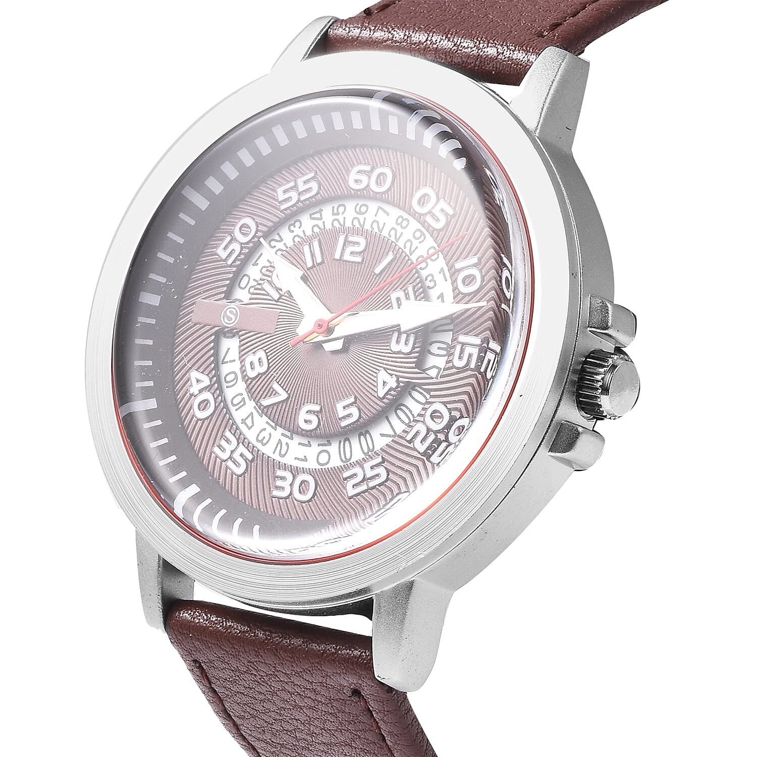 STRADA Japanese Movement Water Resistance Watch with Date in Stainless Steel - Chocolate