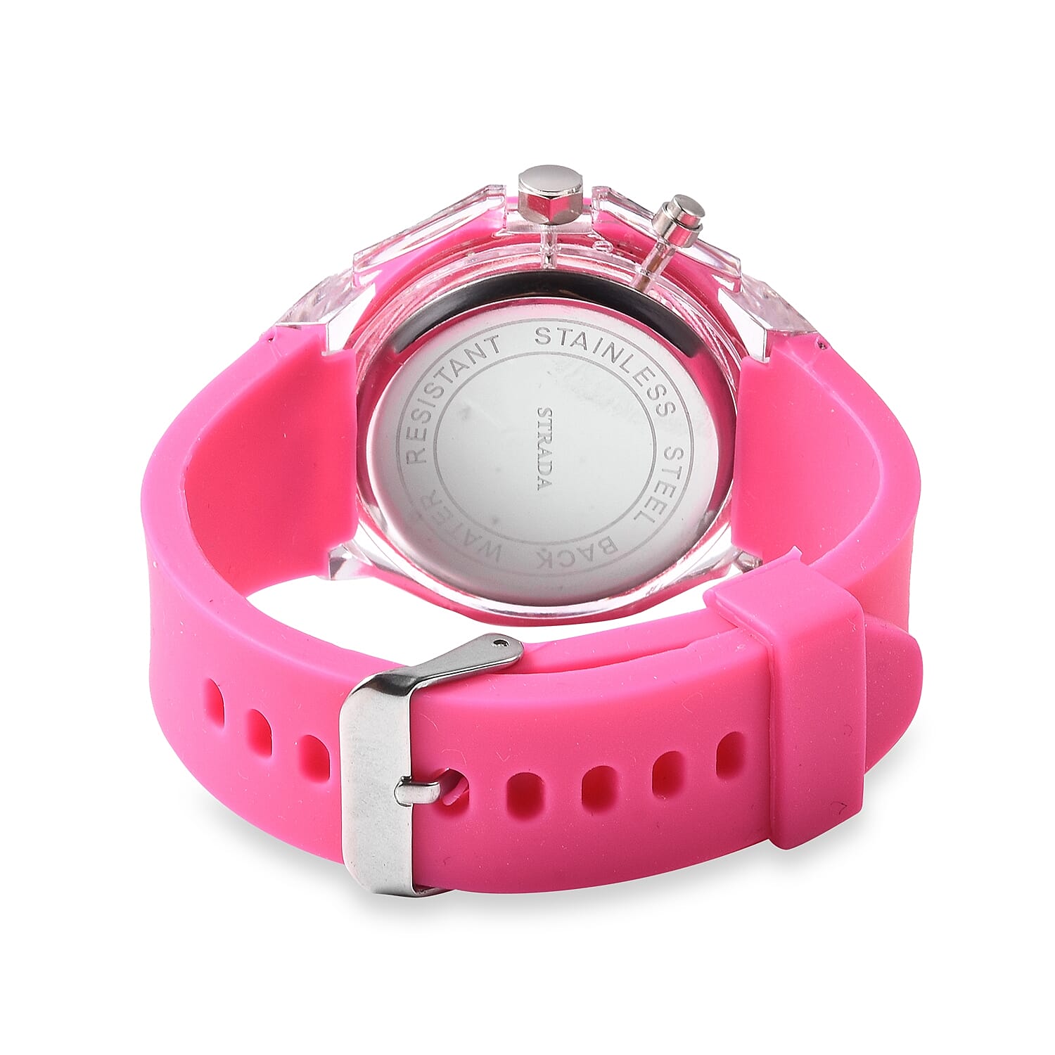 STRADA Japanese Movement Water Resistance Watch with Fuchsia Colour Silicone Strap