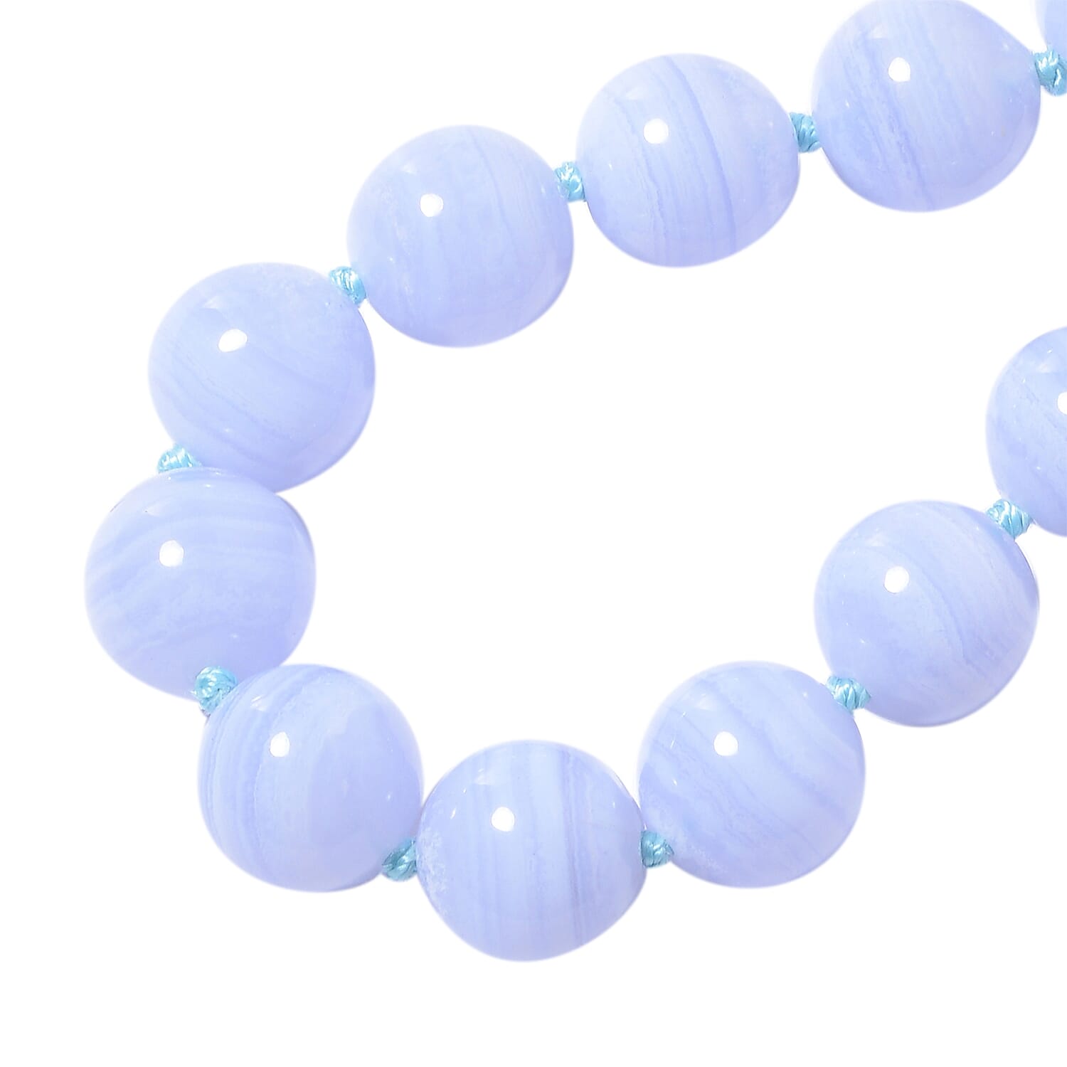 Limited Available- Extremely Rare Colour AAA Blue Lace Agate (Rnd 11 to 13 mm) Necklace (Size 20) in Rhodium Overlay Sterling Silver 442.500 Ct.