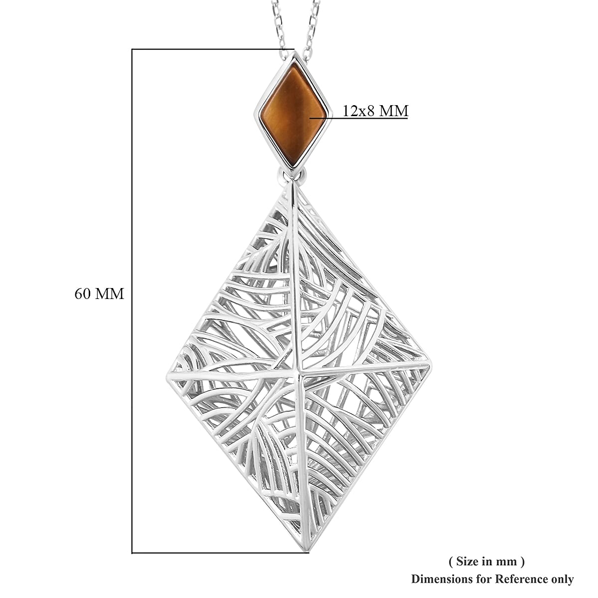 Isabella Liu - Sea Rhyme Collection - Tigers Eye Pendant With Chain (Size 30) in Rhodium Overlay Sterling Silver