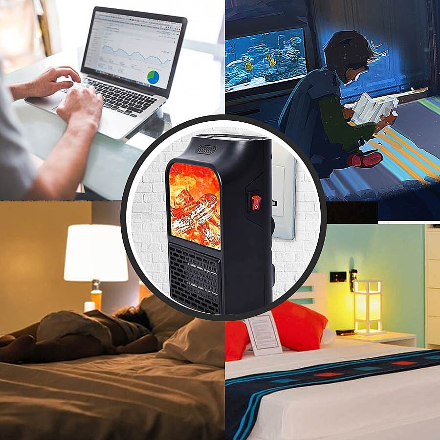 Remote Control Electric Handy Heater 500W Fireplace Design with Rotatable UK Plug