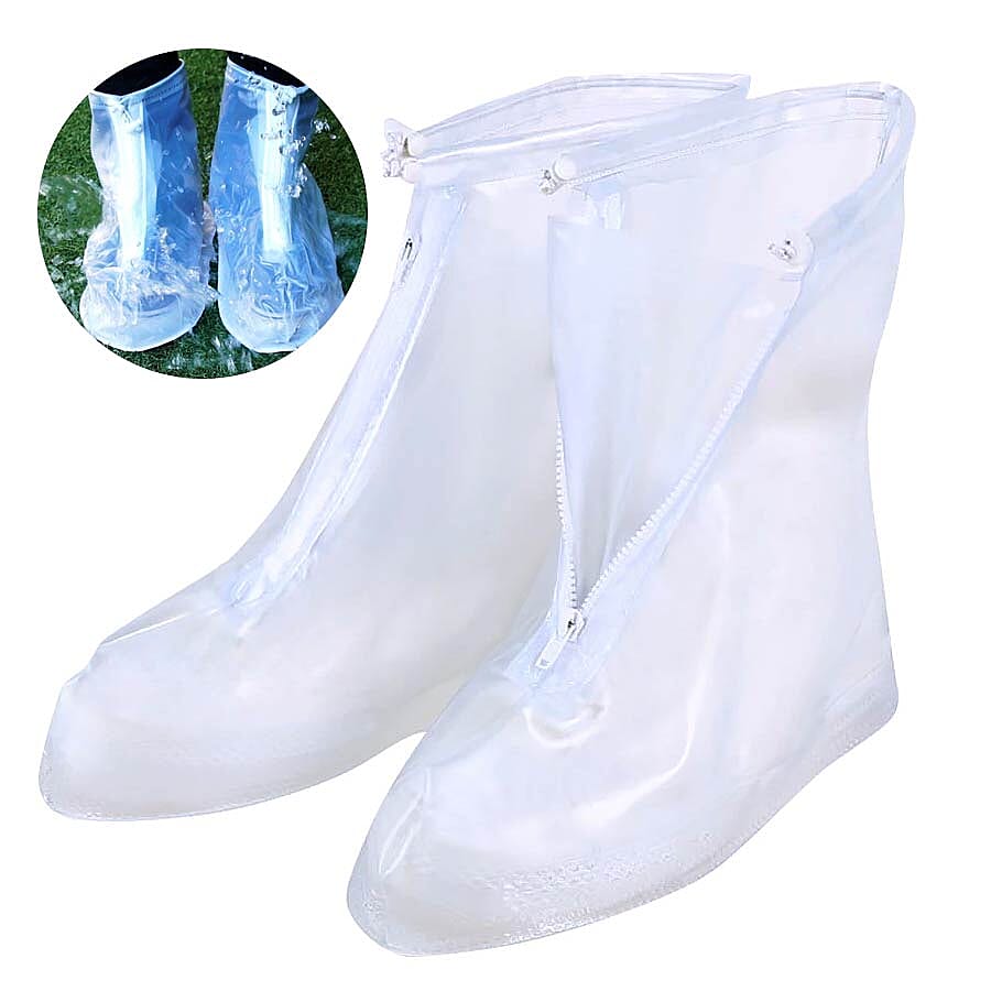 Pair of Protective Shoe Cover with Zipper Closure and Antislip Sole (Size XL - 8 to 12)
