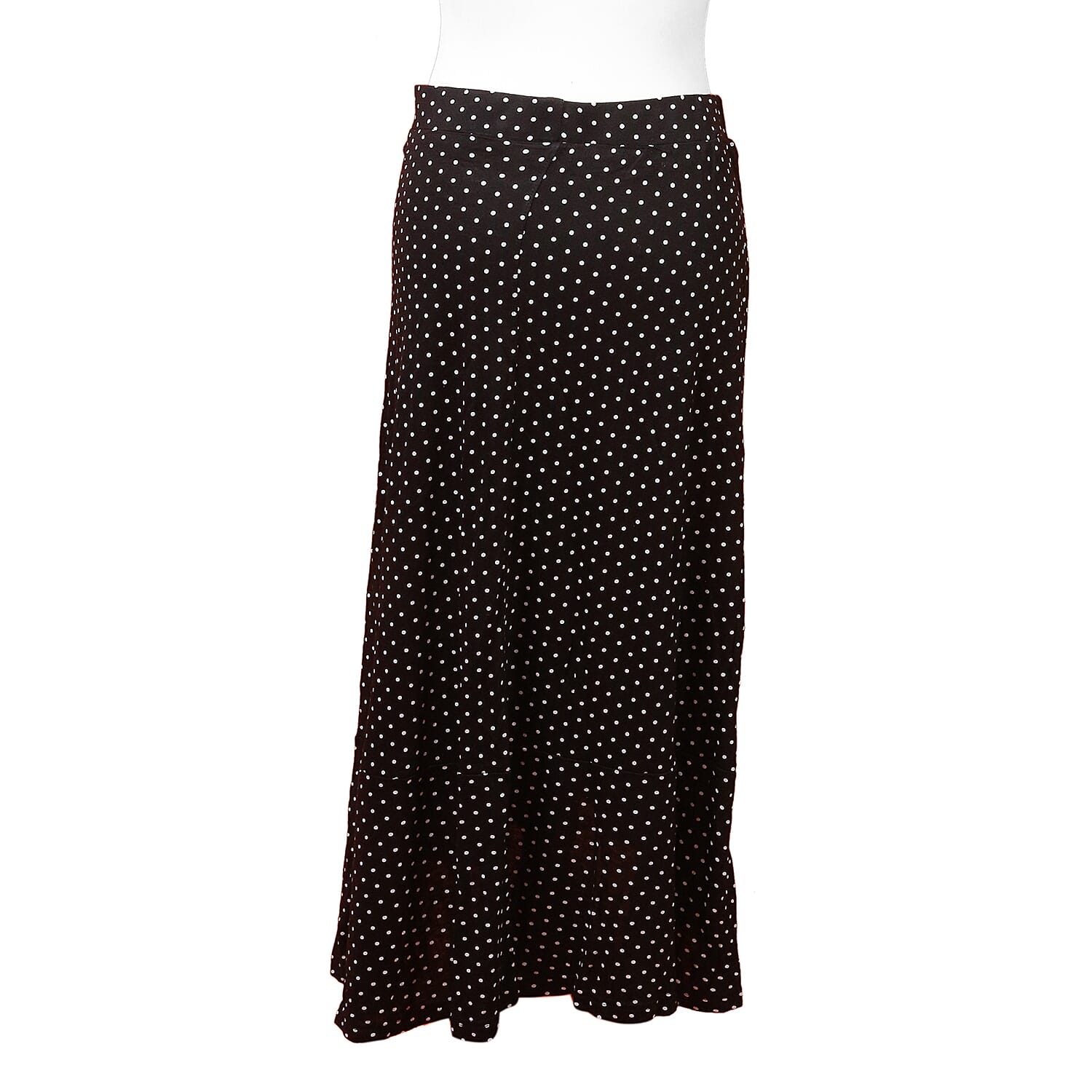 Polka Dot Printed Jersey Midi Skirt (Size L/ 85 Cm) - Black