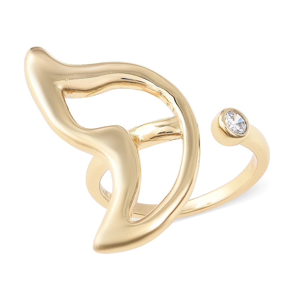 Isabella Liu - Butterfly Reborn Collection - Simulated Diamond (Rnd) Adjustable Ring in 18K Yellow Gold Overlay Sterling Silver