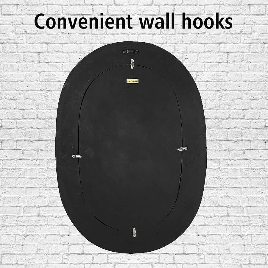 Home Decor - Nakkashi Handcarved and Handpainted Floral Vine Wall Mirror (Size 50.8x60 Cm)