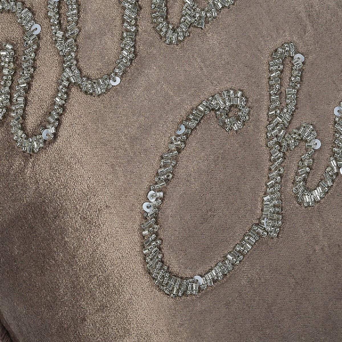 Wake me For Champagne - Cushion with Hand Embroidered Beads (30x50 cm Filling Incl.) Chocolate