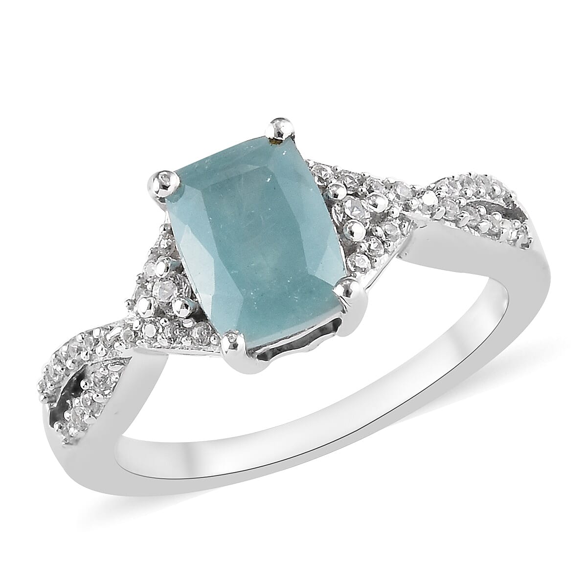 Grandidierite (Cush), Natural Cambodian Zircon Ring in Platinum Overlay Sterling Silver 1.50 Ct.