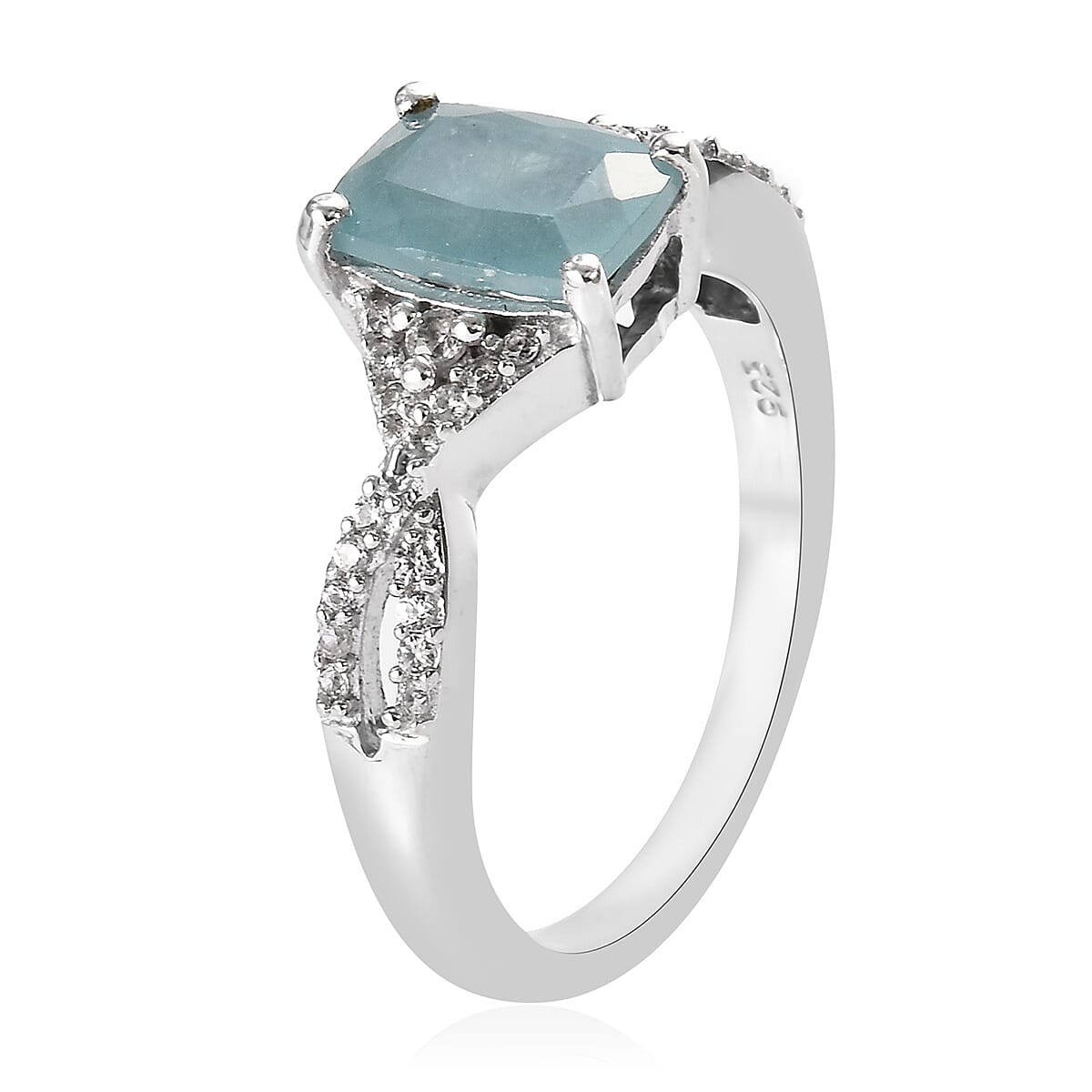Grandidierite (Cush), Natural Cambodian Zircon Ring in Platinum Overlay Sterling Silver 1.50 Ct.