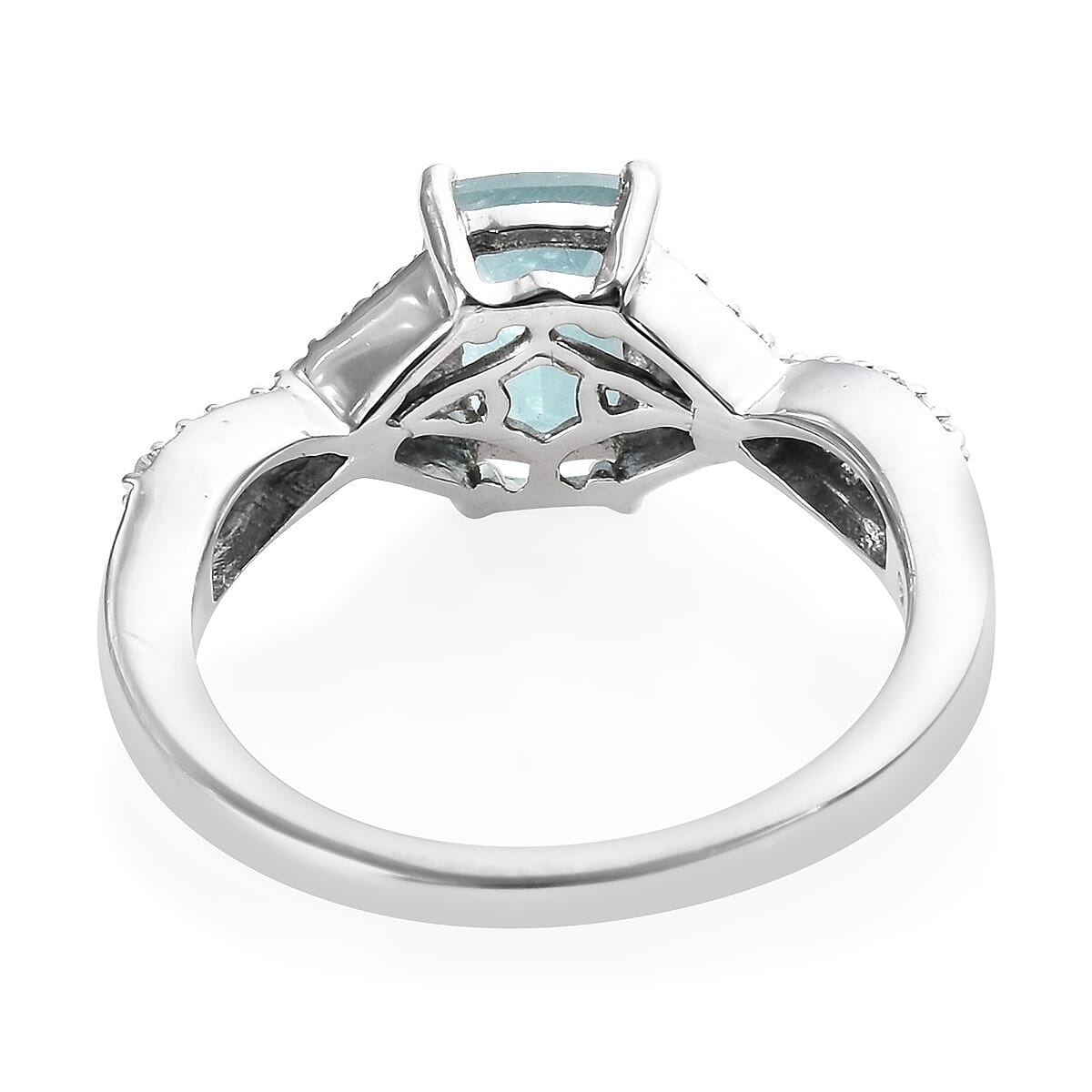 Grandidierite (Cush), Natural Cambodian Zircon Ring in Platinum Overlay Sterling Silver 1.50 Ct.