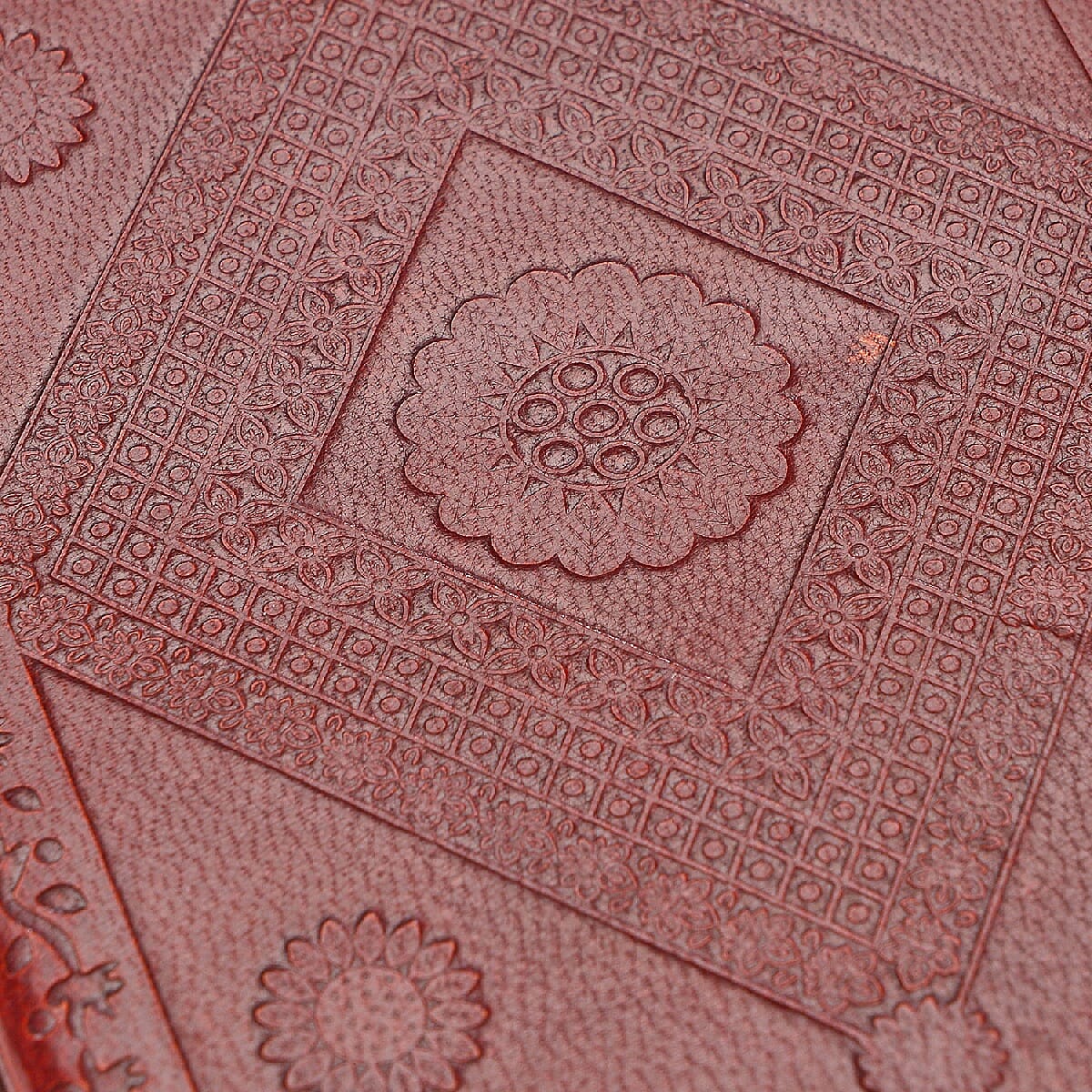 Embossed Leather Diary with Strap (Size 17.78x12.7 Cm) - Maroon