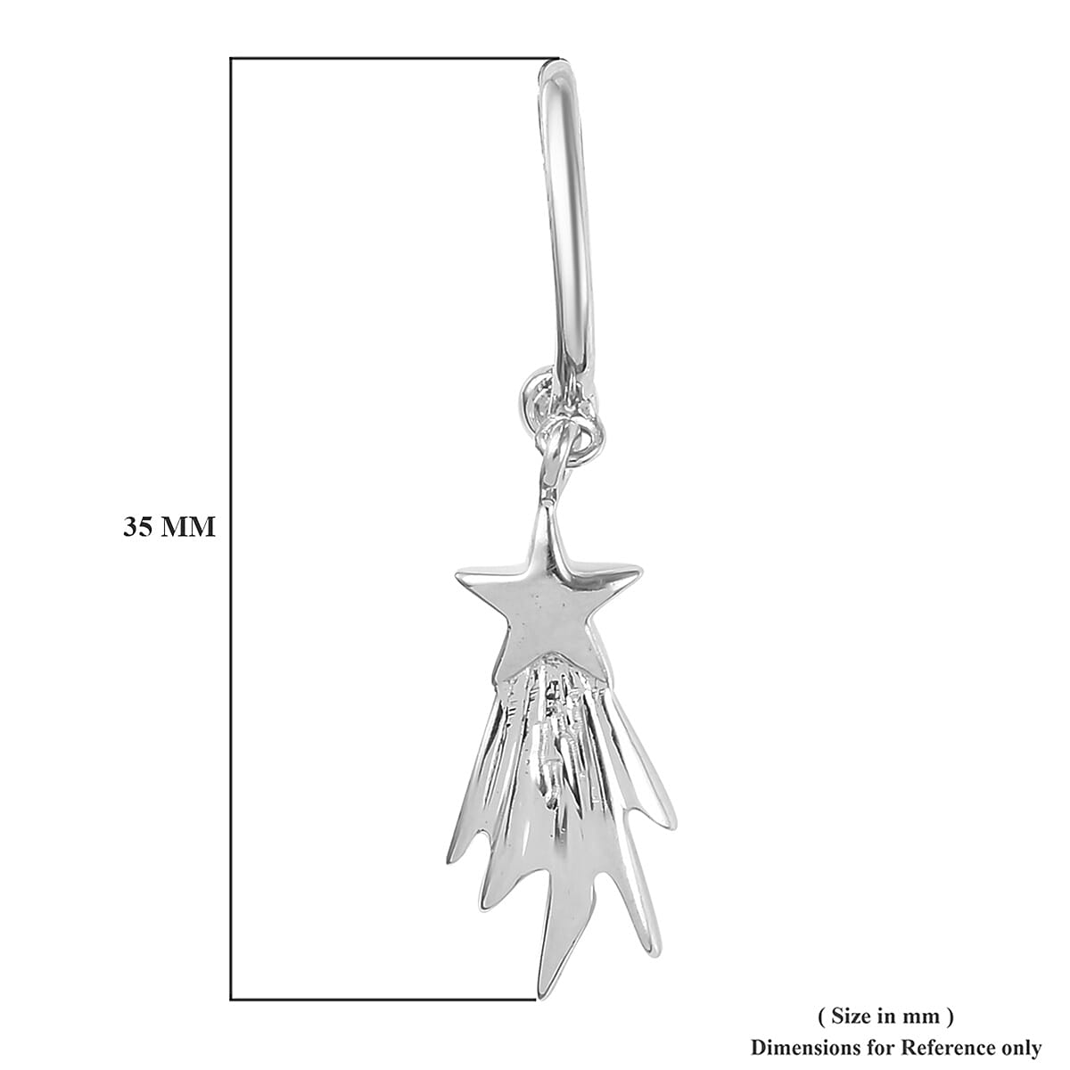 Platinum Overlay Sterling Silver Shooting Star Drop Earrings (with Clasp)