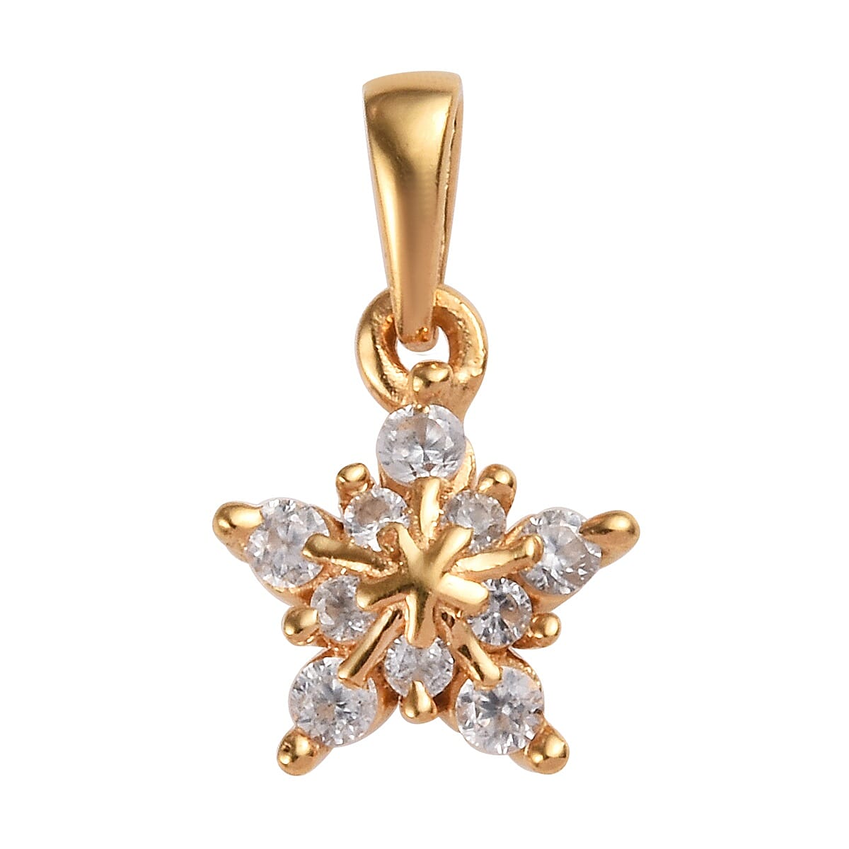 2 Piece Set - Natural Cambodian Zircon (Rnd) Snowflake Pendant and  Earrings (with Push Back) in 14K Gold Overlay Sterling Silver 0.50 Ct.