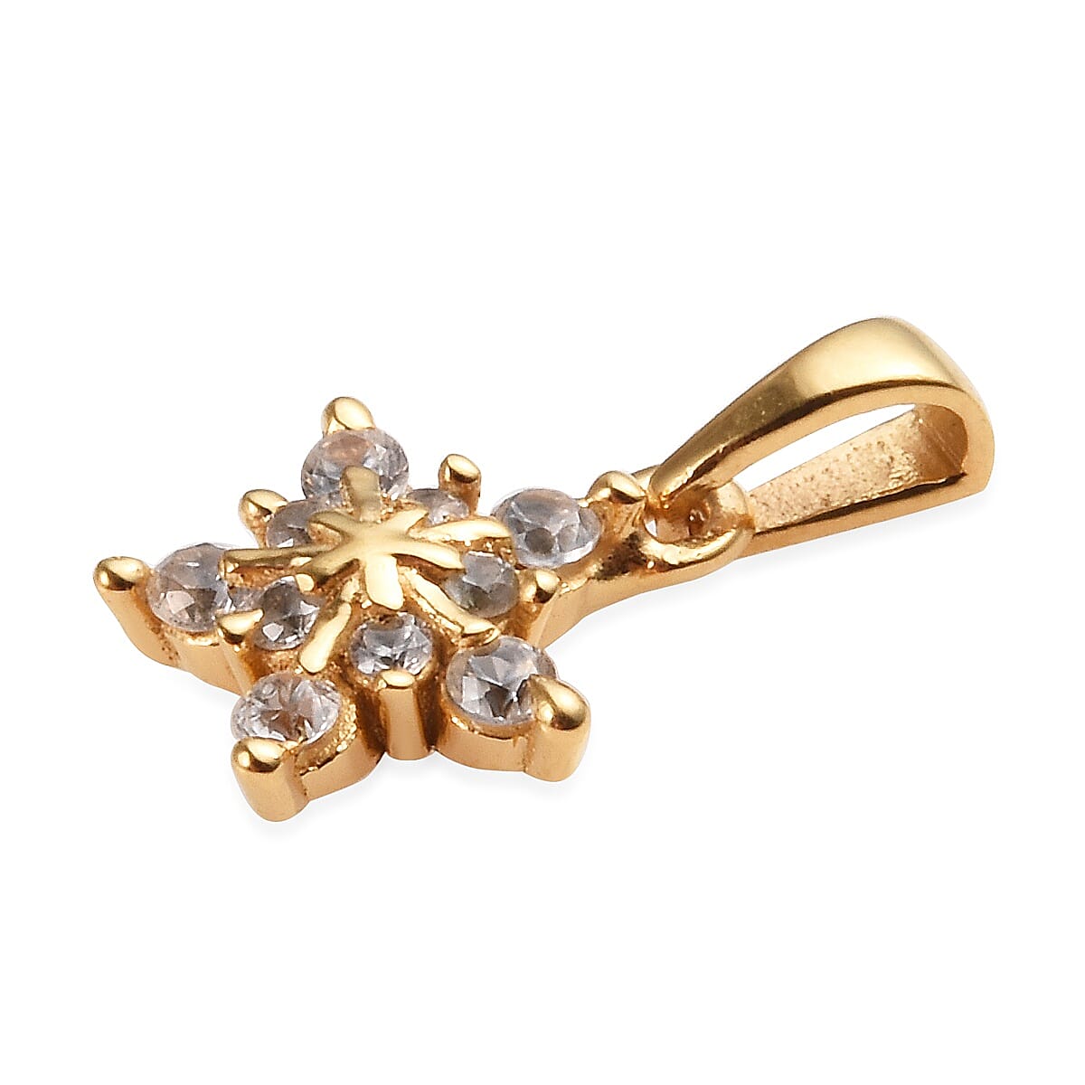 2 Piece Set - Natural Cambodian Zircon (Rnd) Snowflake Pendant and  Earrings (with Push Back) in 14K Gold Overlay Sterling Silver 0.50 Ct.