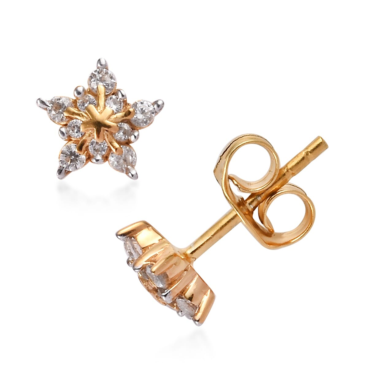 2 Piece Set - Natural Cambodian Zircon (Rnd) Snowflake Pendant and  Earrings (with Push Back) in 14K Gold Overlay Sterling Silver 0.50 Ct.