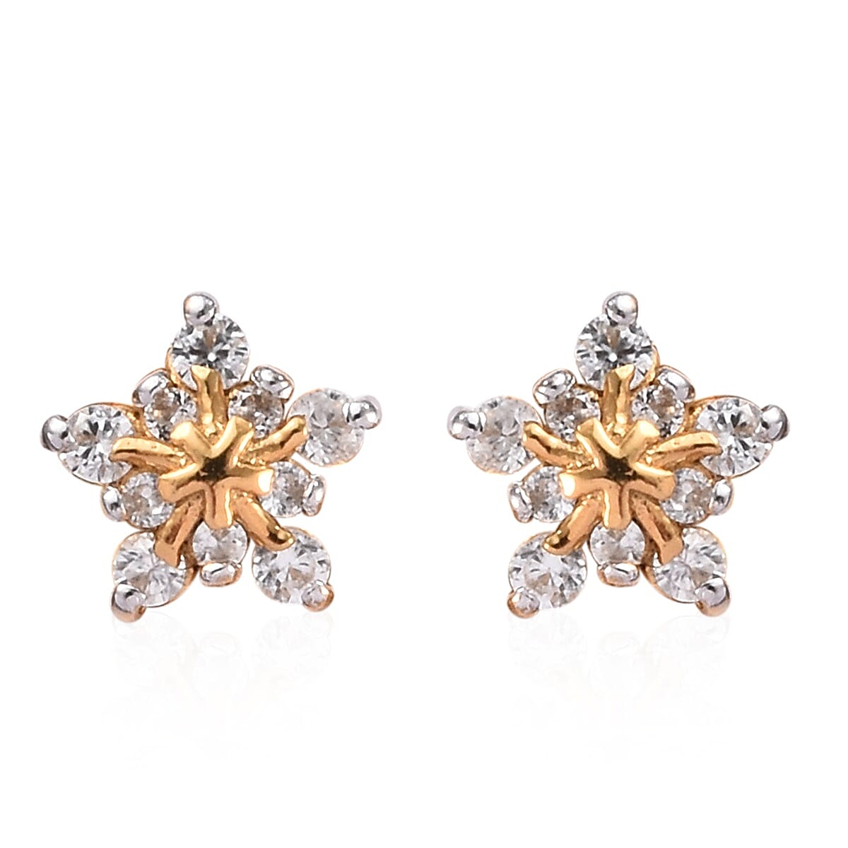 2 Piece Set - Natural Cambodian Zircon (Rnd) Snowflake Pendant and  Earrings (with Push Back) in 14K Gold Overlay Sterling Silver 0.50 Ct.