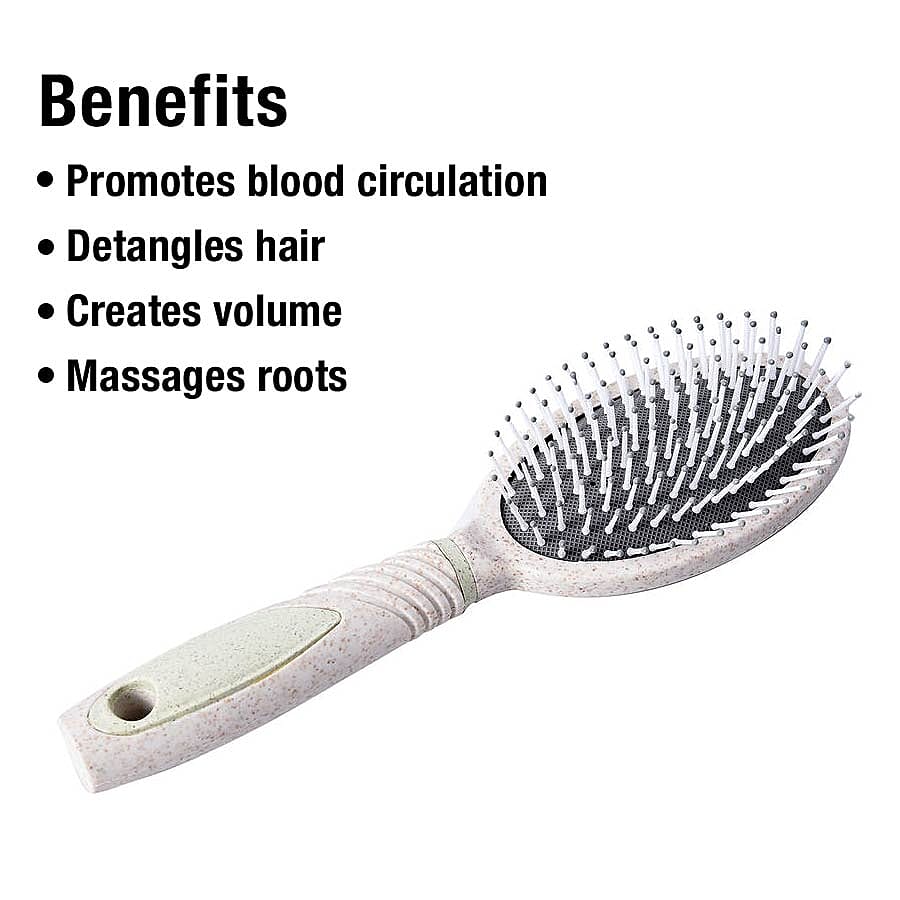 5 Piece Set - Hair Brushes (Includes 1 Flat Comb, 1 Flat Modelling Brush, 1 Roll Modelling Brush, 1 Massage Brush) and 1 Mirror - Grey