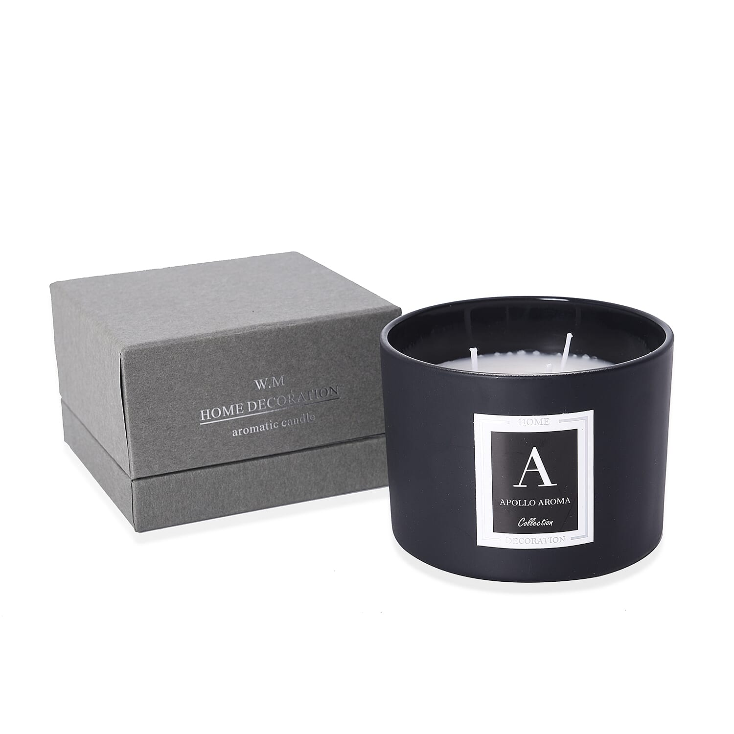 Home Decor - Apollo Aromatic Candle in Black Colour Glass Container with Gift Box (Size 10X8 Cm) - Lily Fragrances 40 Hour Burn Time
