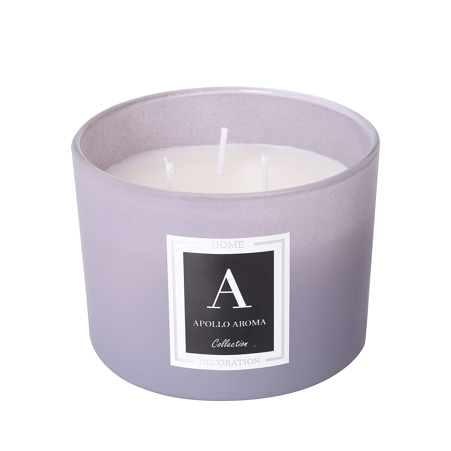 Home Decor - Apollo Aromatic Candle in Lavender Colour Glass Container with Gift Box (Size 10X8 Cm) - Champagne Fragrances 40 Hour Burn Time