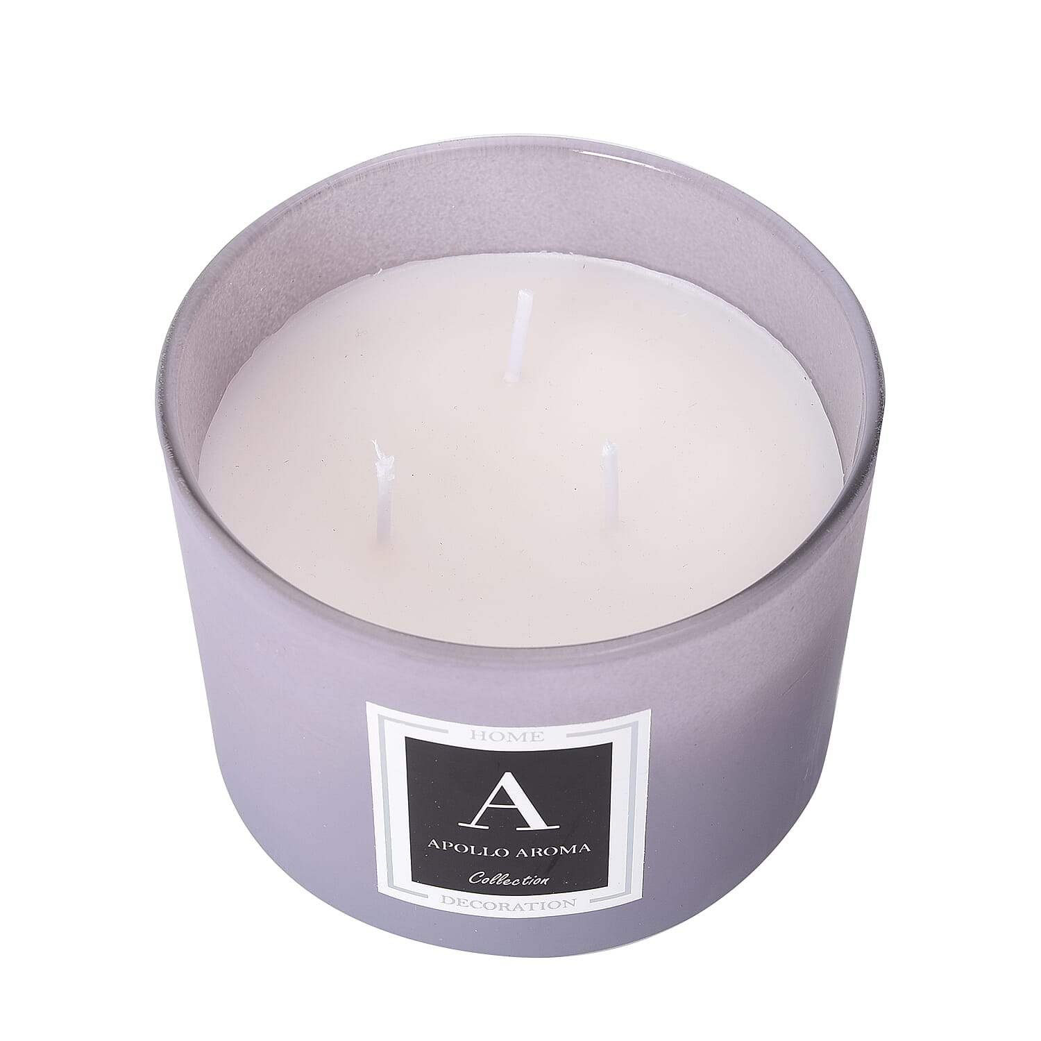 Home Decor - Apollo Aromatic Candle in Lavender Colour Glass Container with Gift Box (Size 10X8 Cm) - Champagne Fragrances 40 Hour Burn Time