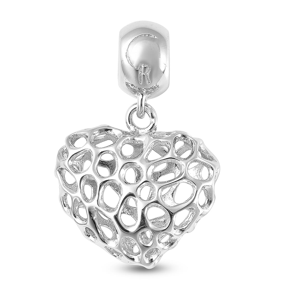 RACHEL GALLEY Rhodium Overlay Sterling Silver Amore Heart Charm